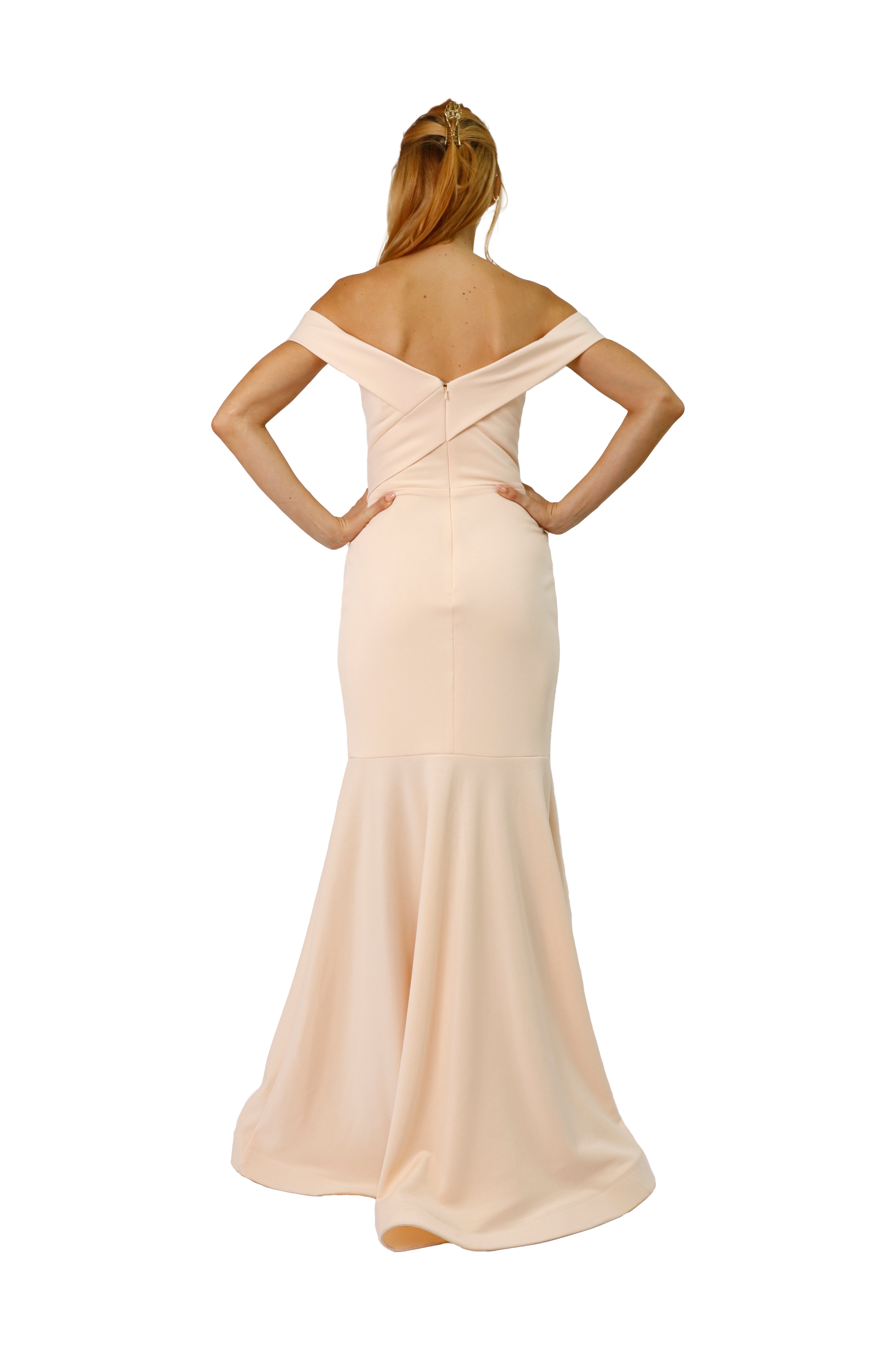 Off The Shoulder Sweetheart Neck Mermaid Crepe Gown Gown Rene Ruiz Collection