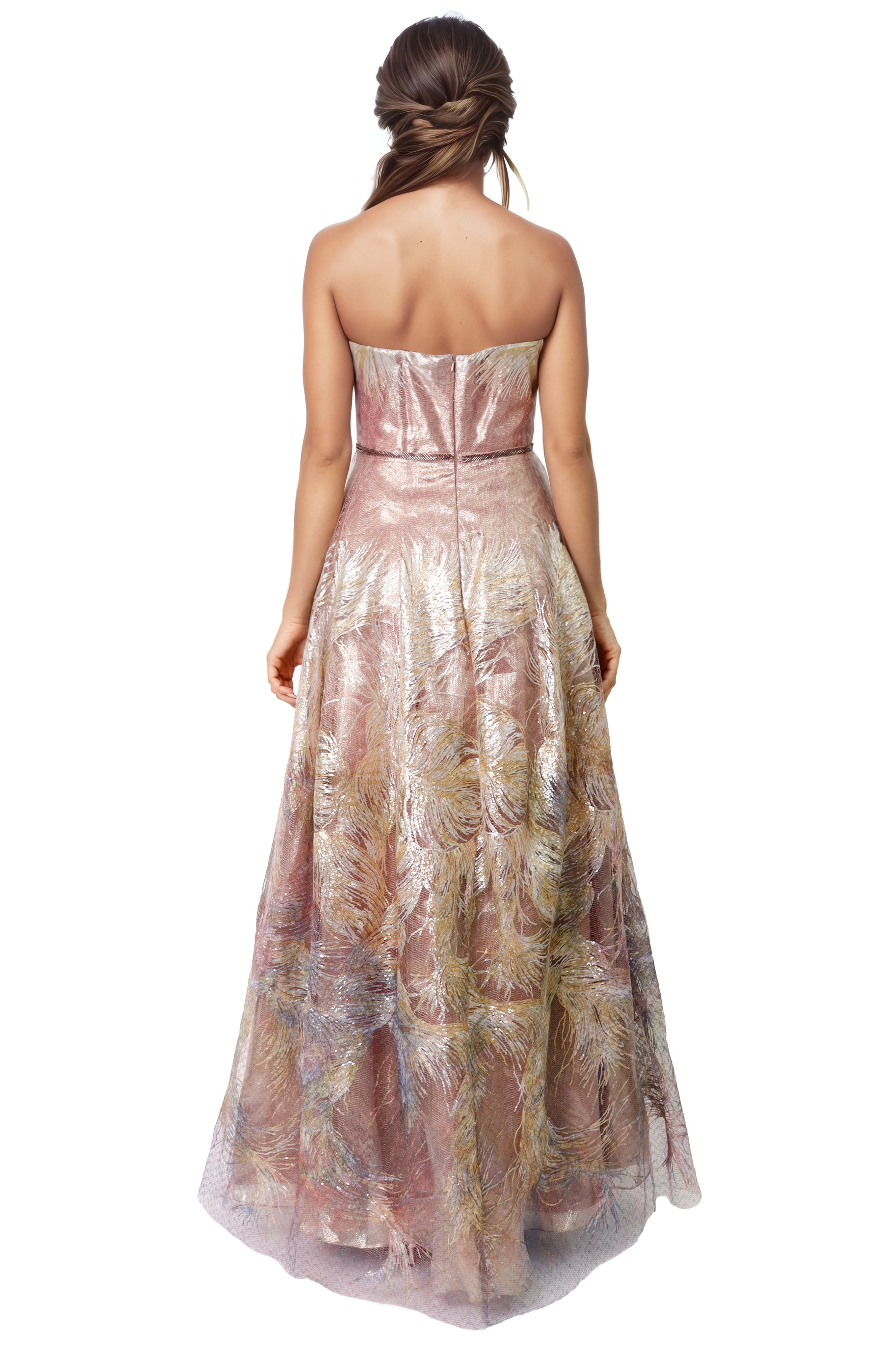 Strapless Sequin Embroidered Tulle A-Line Gown Gown Rene Ruiz Collection