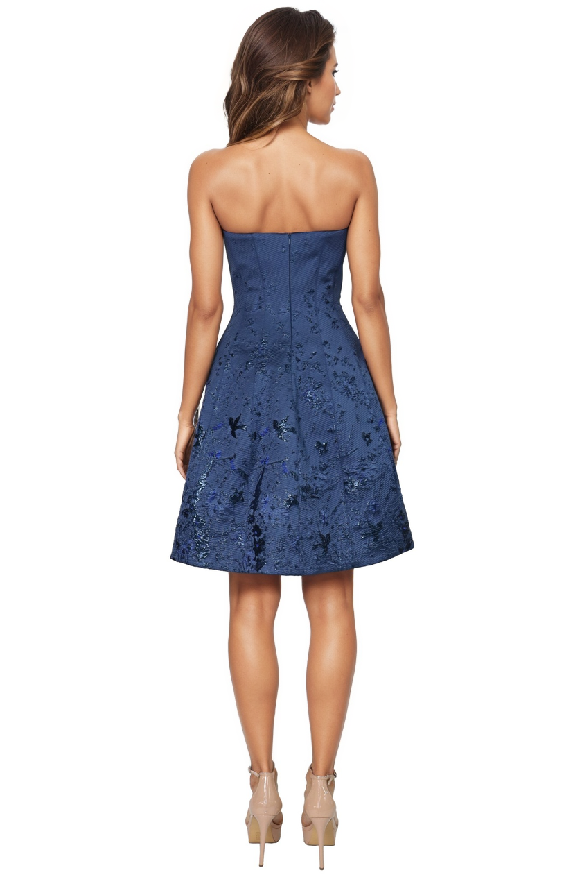 Strapless Textured Brocade A-Line Cocktail Cocktail Rene Ruiz Collection