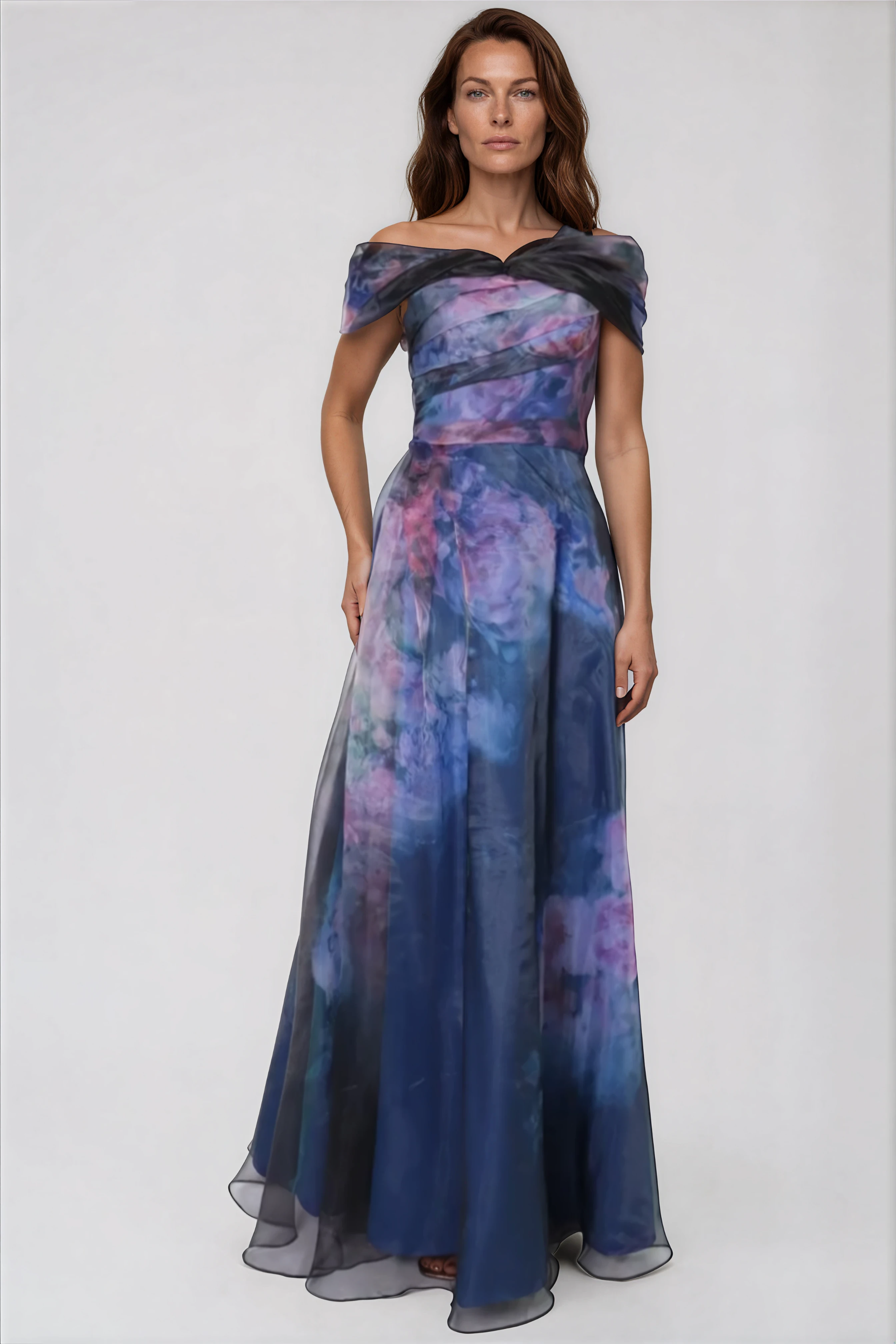 Twisted Off-The-Shoulder Organza Gown