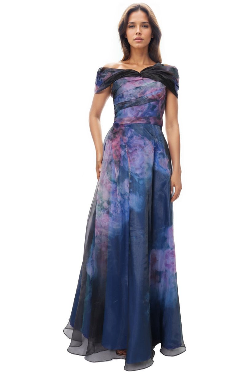 Twisted Off-The-Shoulder Organza Gown Gown Rene Ruiz Collection