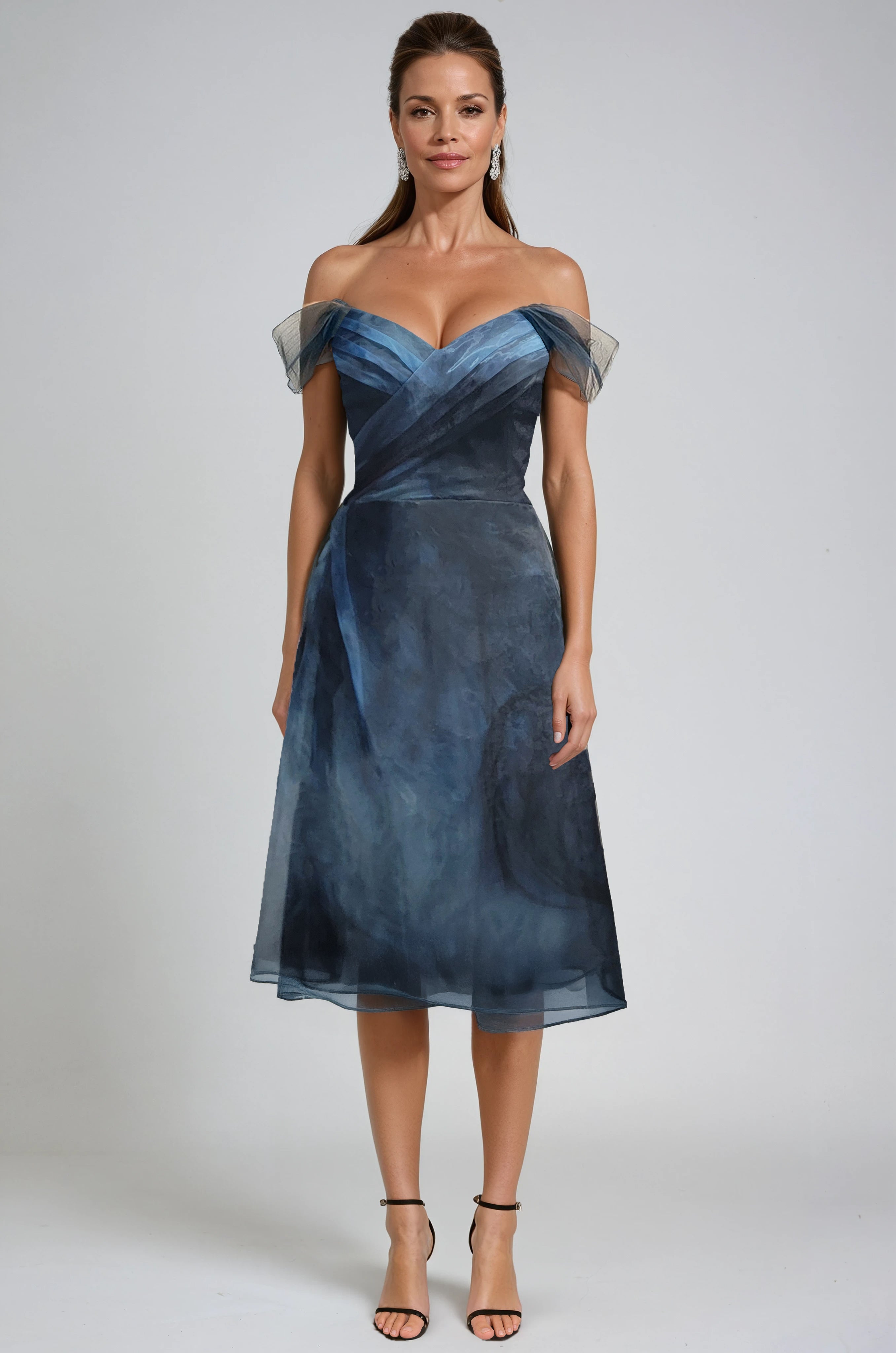 Off The Shoulder Organza A-Line Cocktail