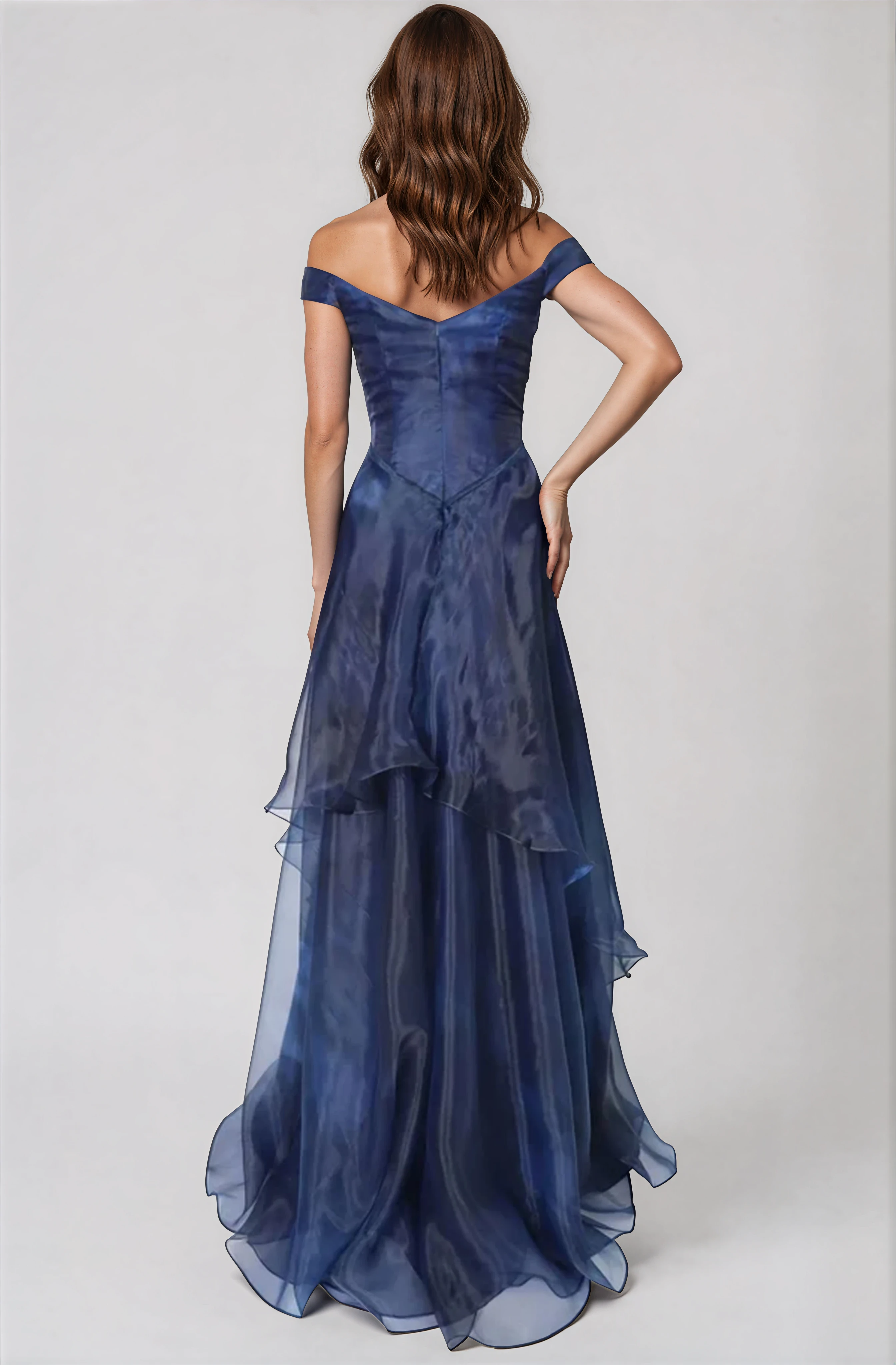 Off The Shoulder Organza A-line Gown Gown Rene Ruiz Collection