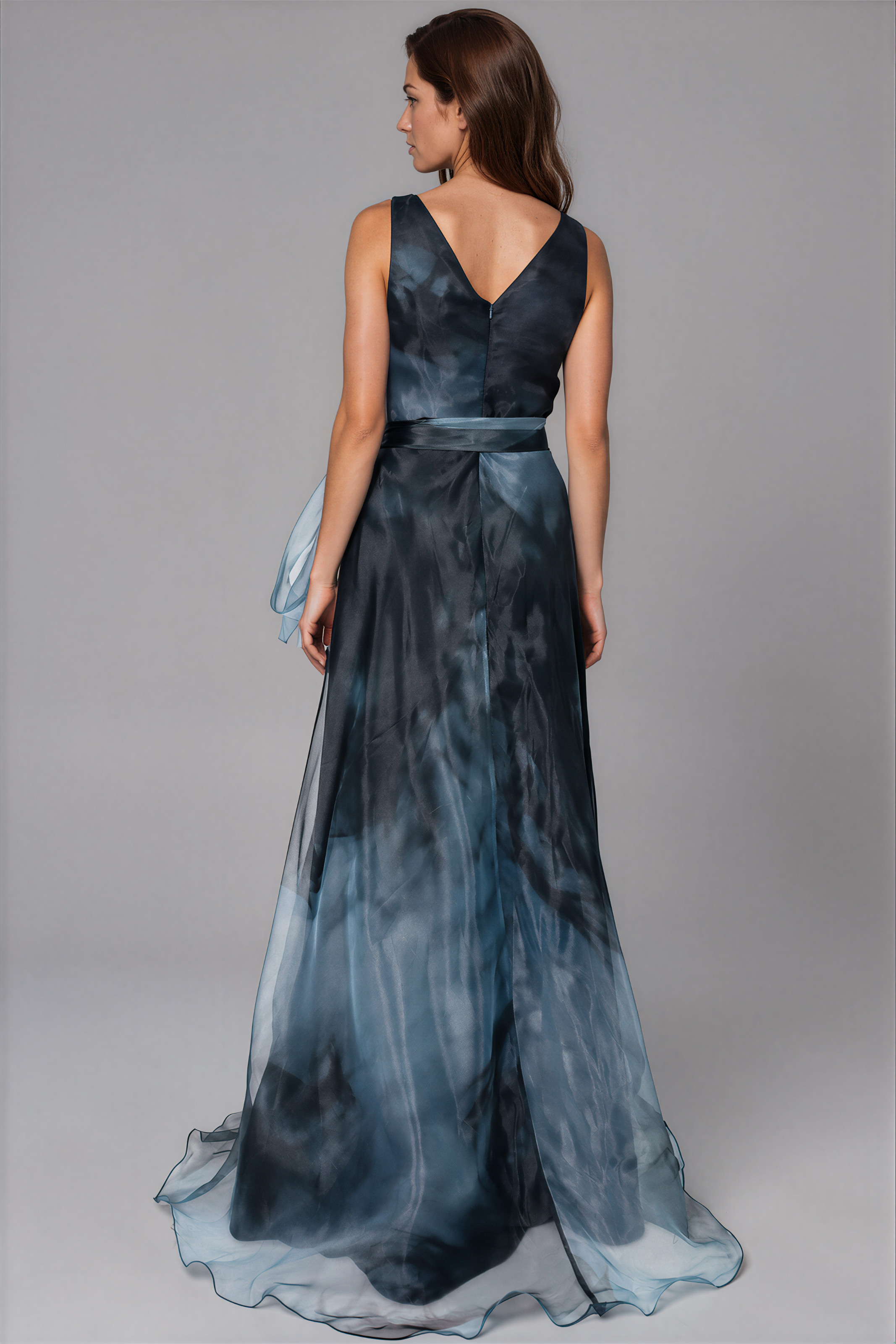 V-Neck Organza A-Line Gown Gown Rene Ruiz Collection