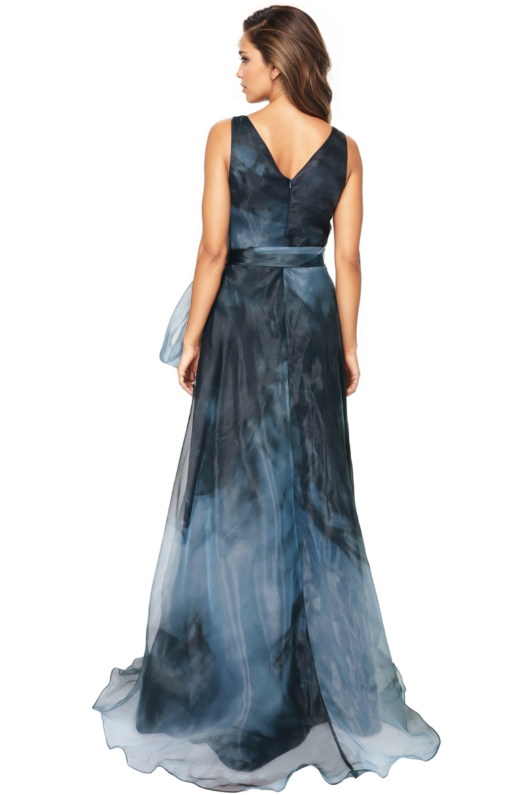 V-Neck Organza A-Line Gown Gown Rene Ruiz Collection