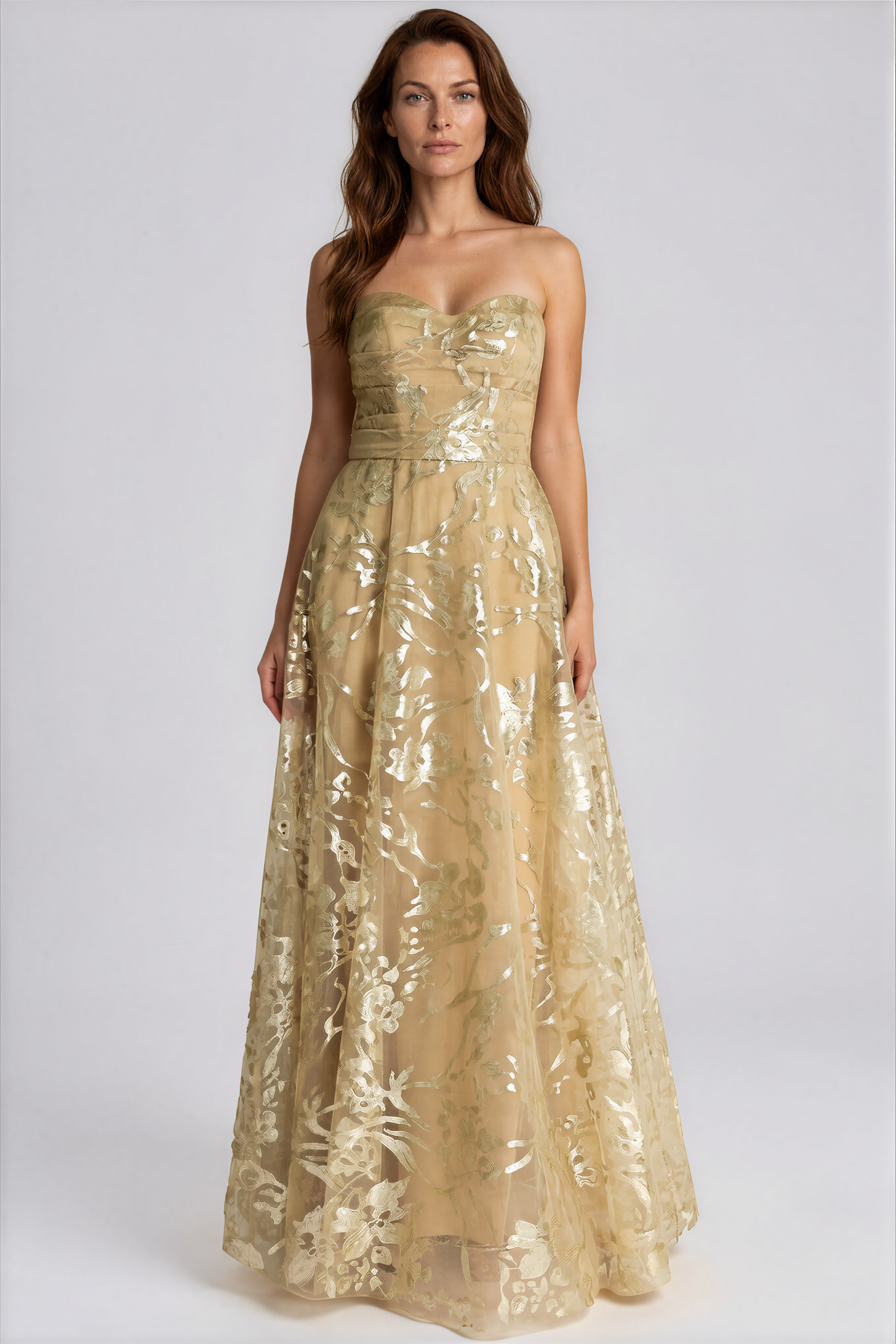 Strapless Sequin Tulle Gown Gown Rene Ruiz Collection