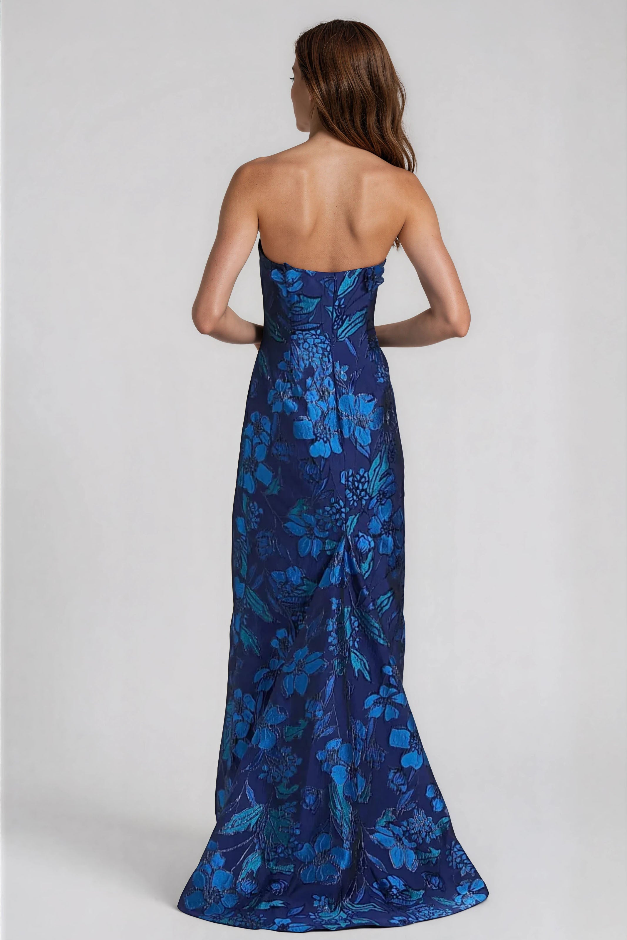 Strapless Sweetheart Brocade Fit And Flare Gown