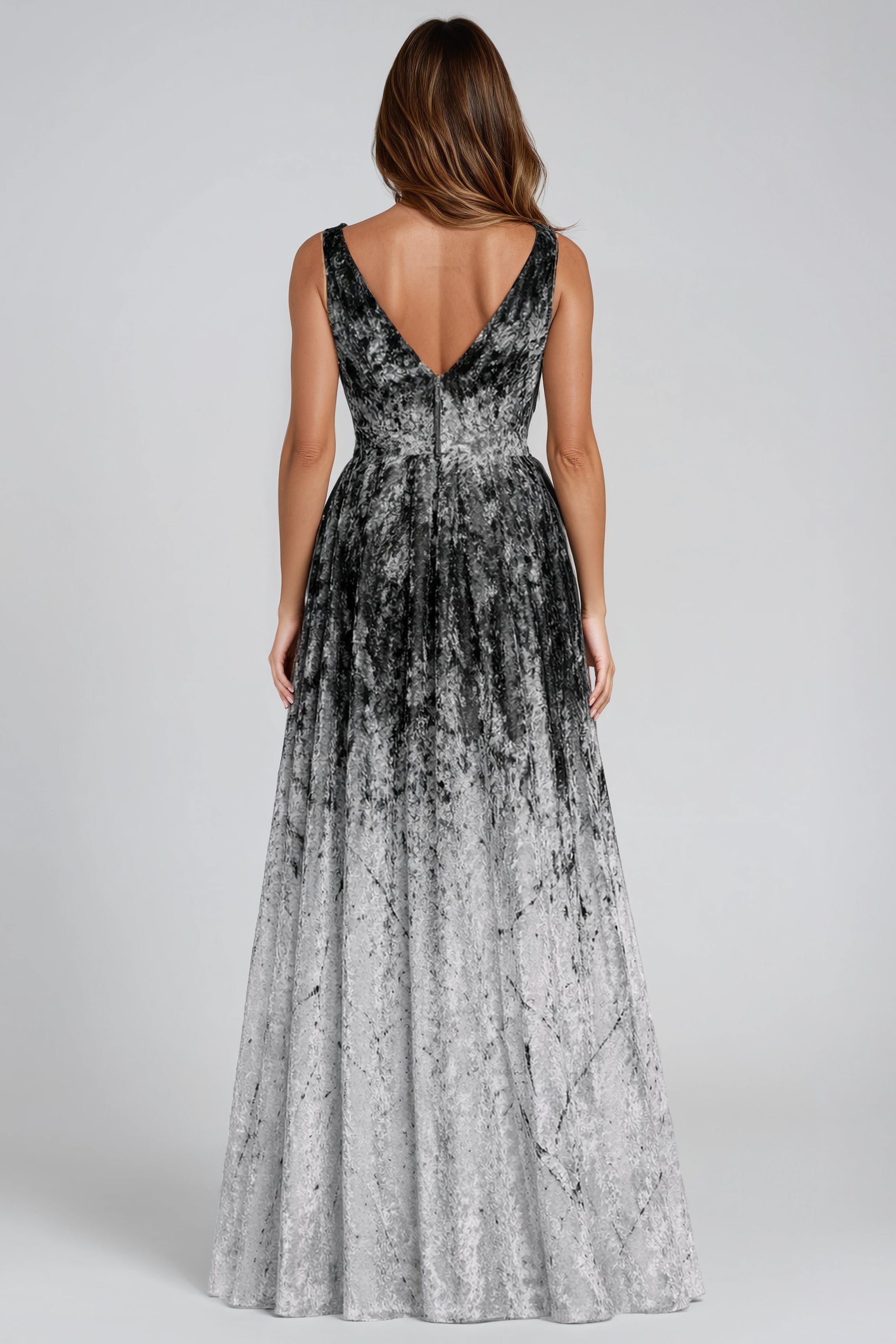 Lace Ombre V-Neck A-Line Gown Gown Rene Ruiz Collection