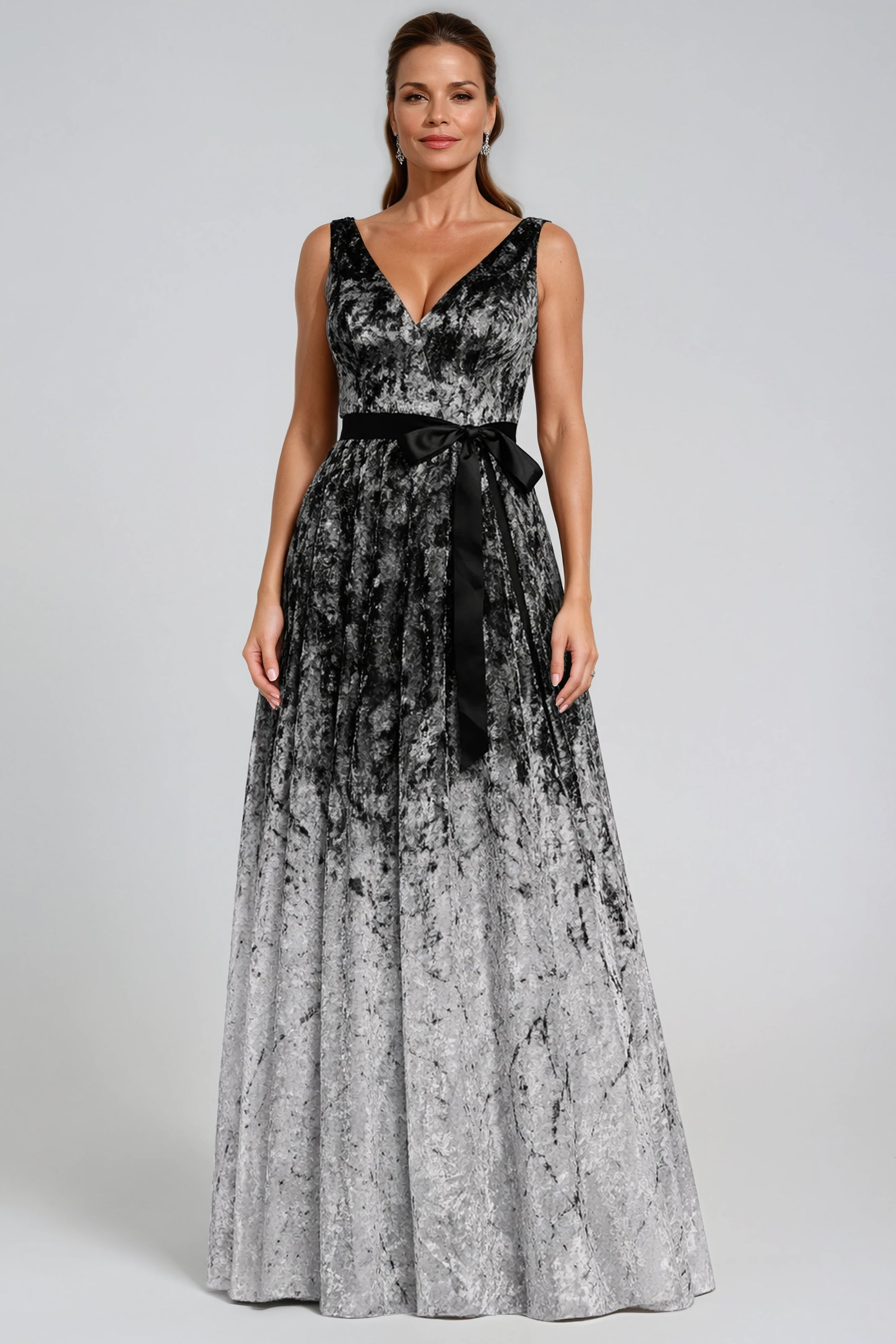 Lace Ombre V-Neck A-Line Gown Gown Rene Ruiz Collection