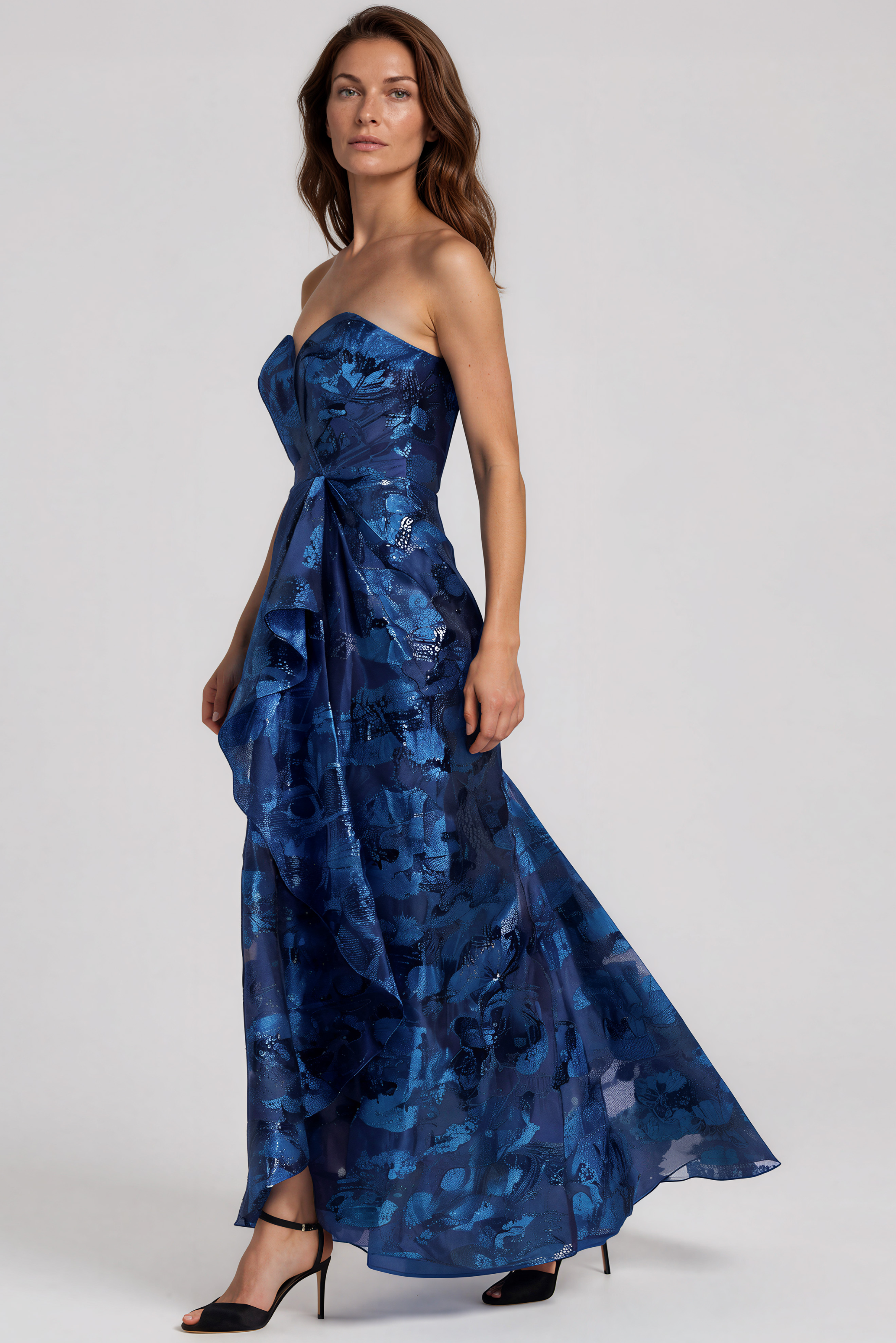 Strapless Sweetheart Fil Coupe Column Gown Gown Rene Ruiz Collection
