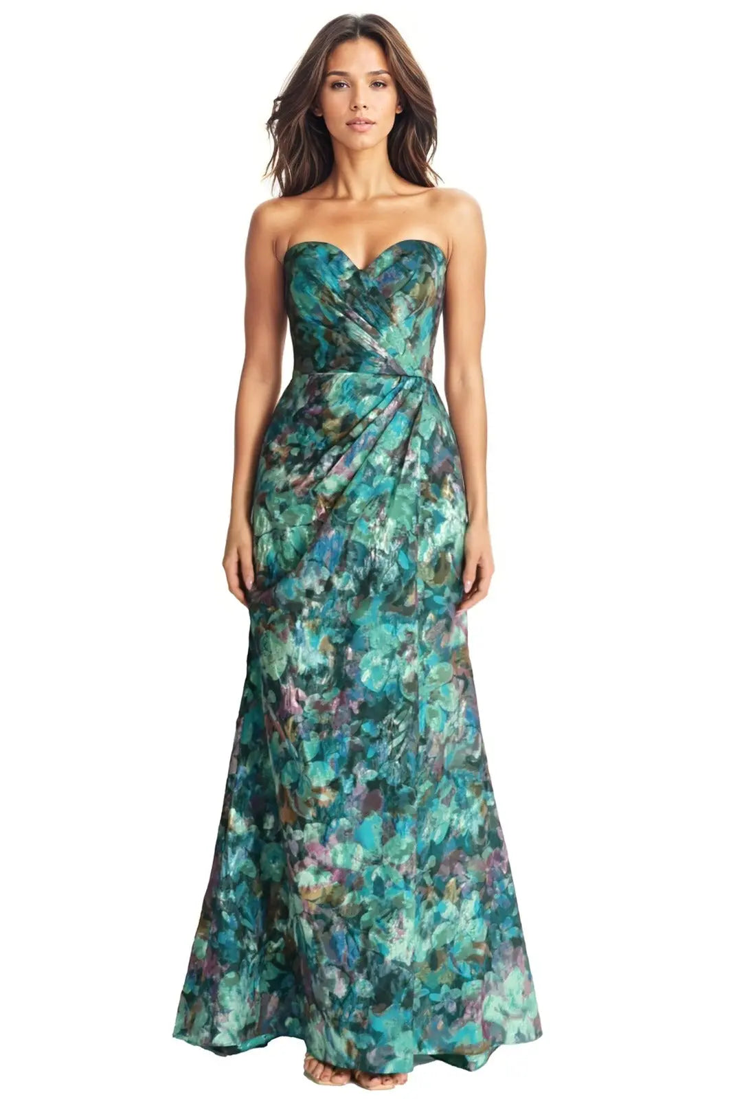 Strapless Sweetheart Pleated Gown Gown Rene Ruiz Collection
