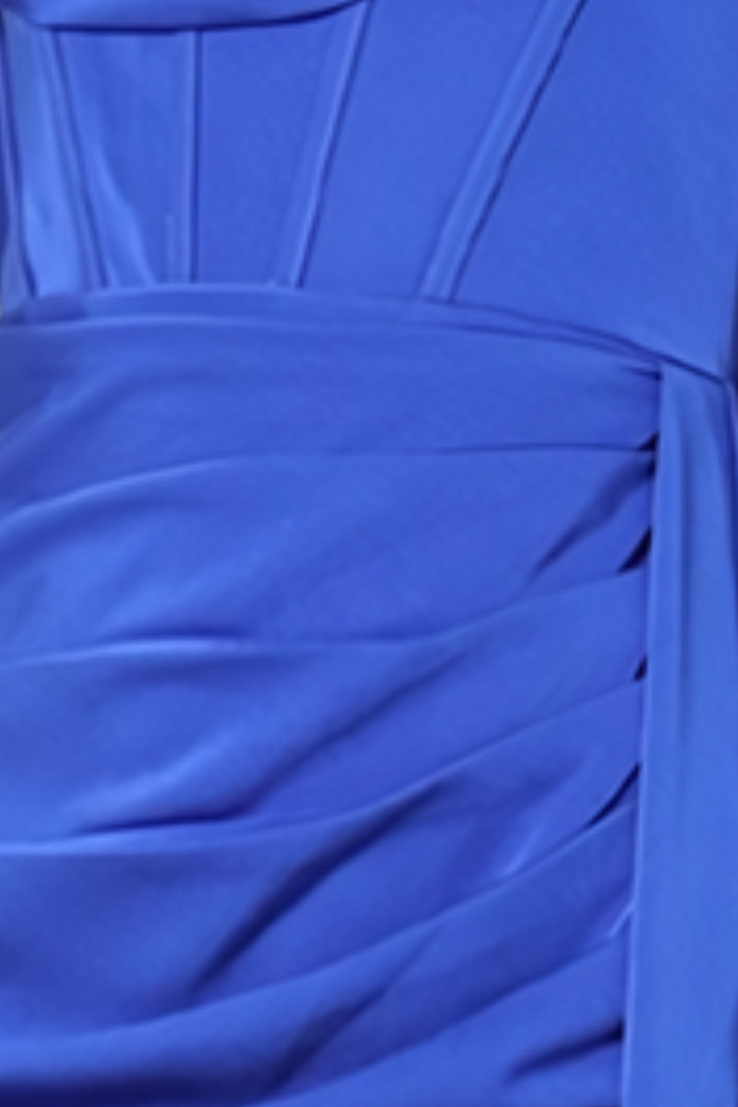 Off The Shoulder Ruched Satin Fit and Flare Gown Gown Rene Ruiz Collection