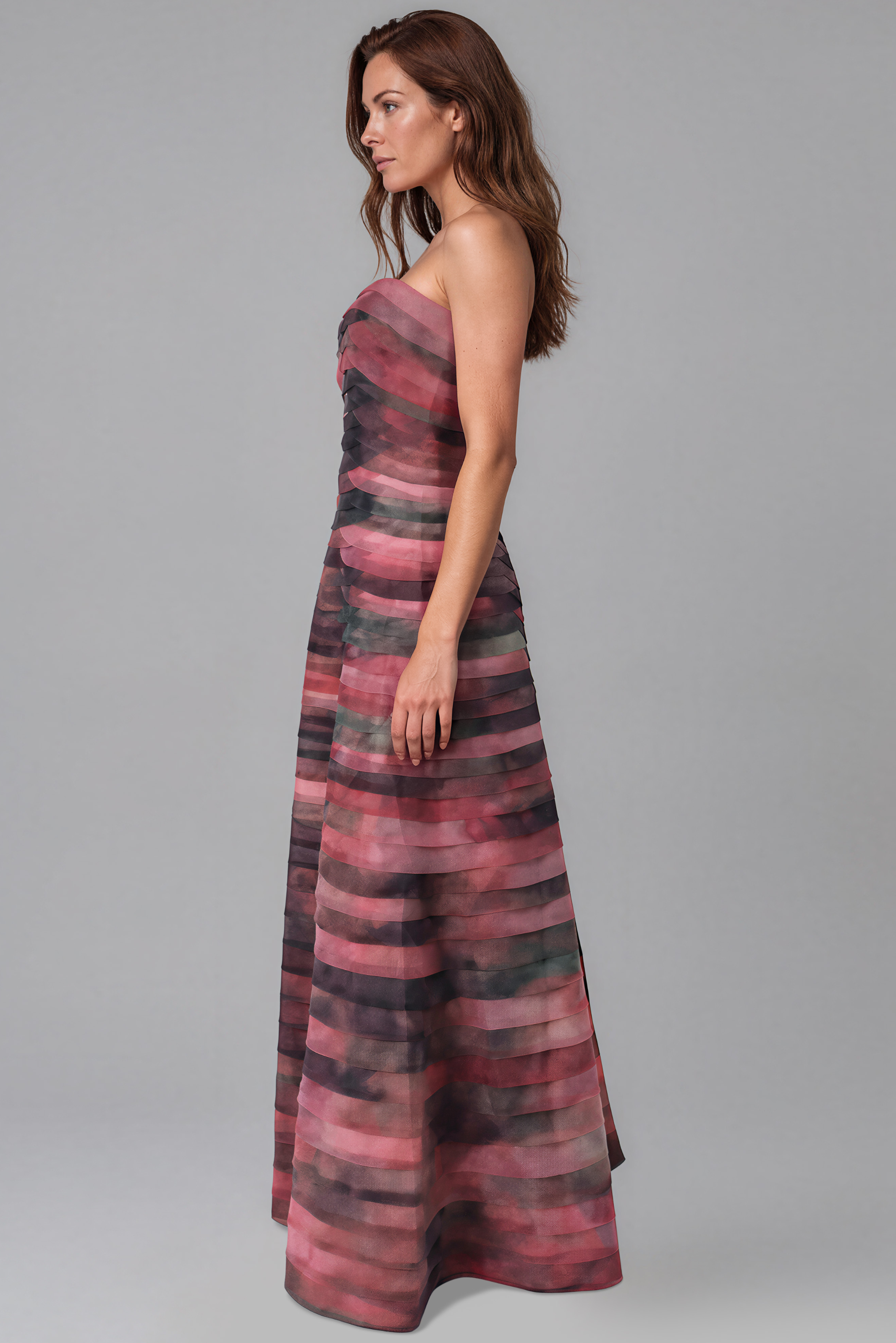 Bias Cut Fluted Organza Gown Gown Rene Ruiz Collection