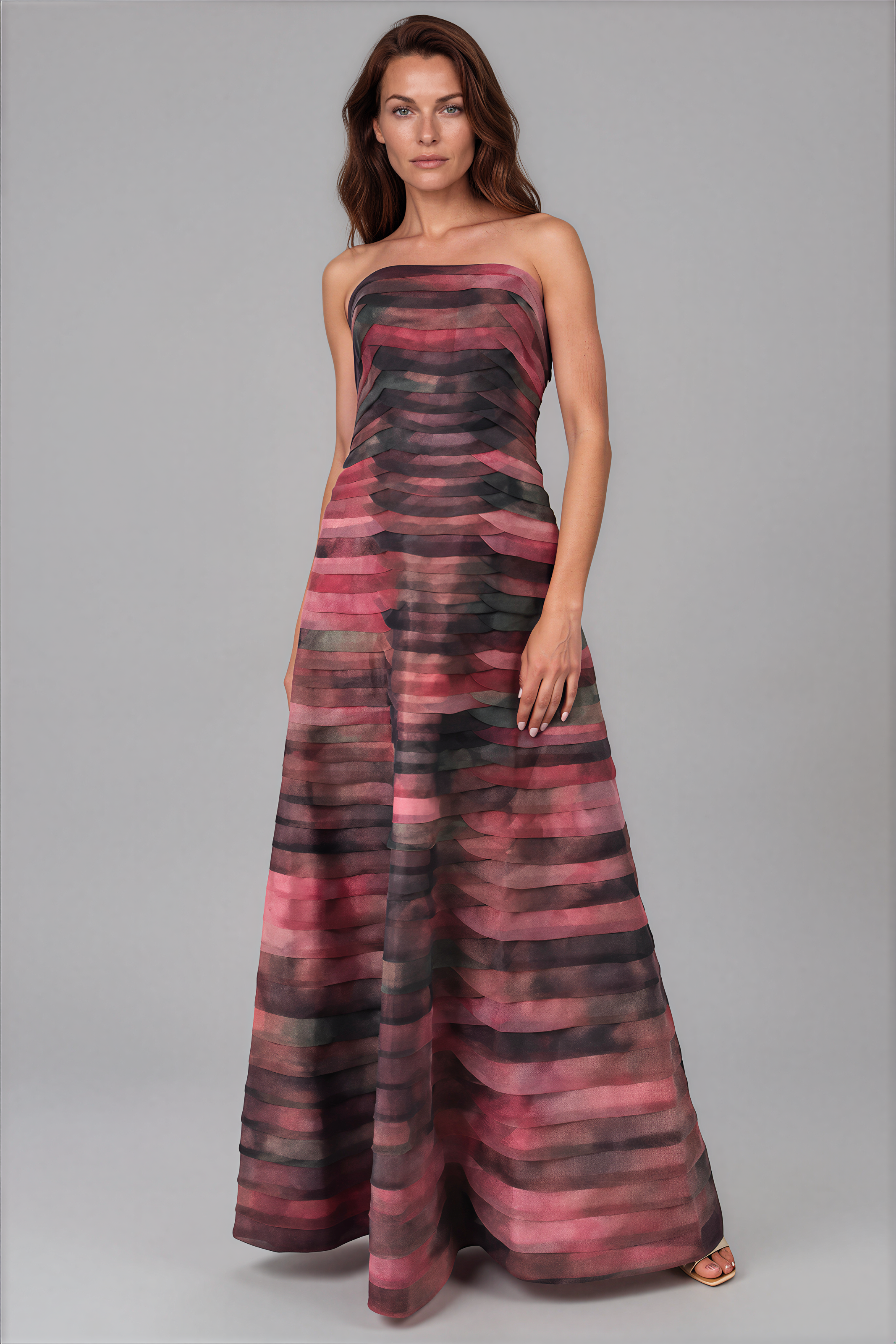 Bias Cut Fluted Organza Gown Gown Rene Ruiz Collection