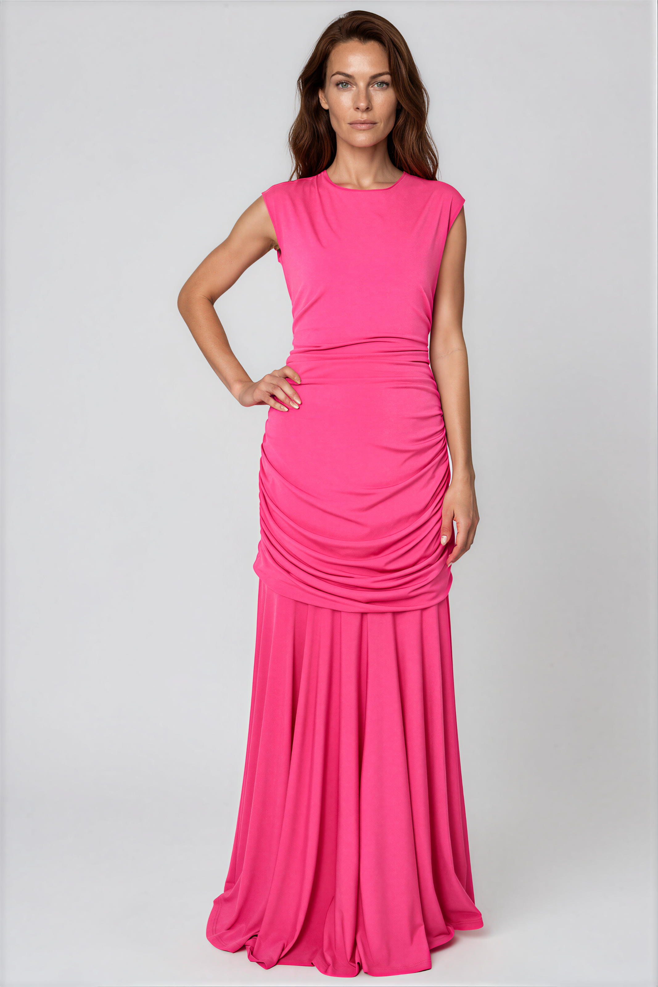 Hand Draped 2 in 1 Zip Off Stretch Knit Dress