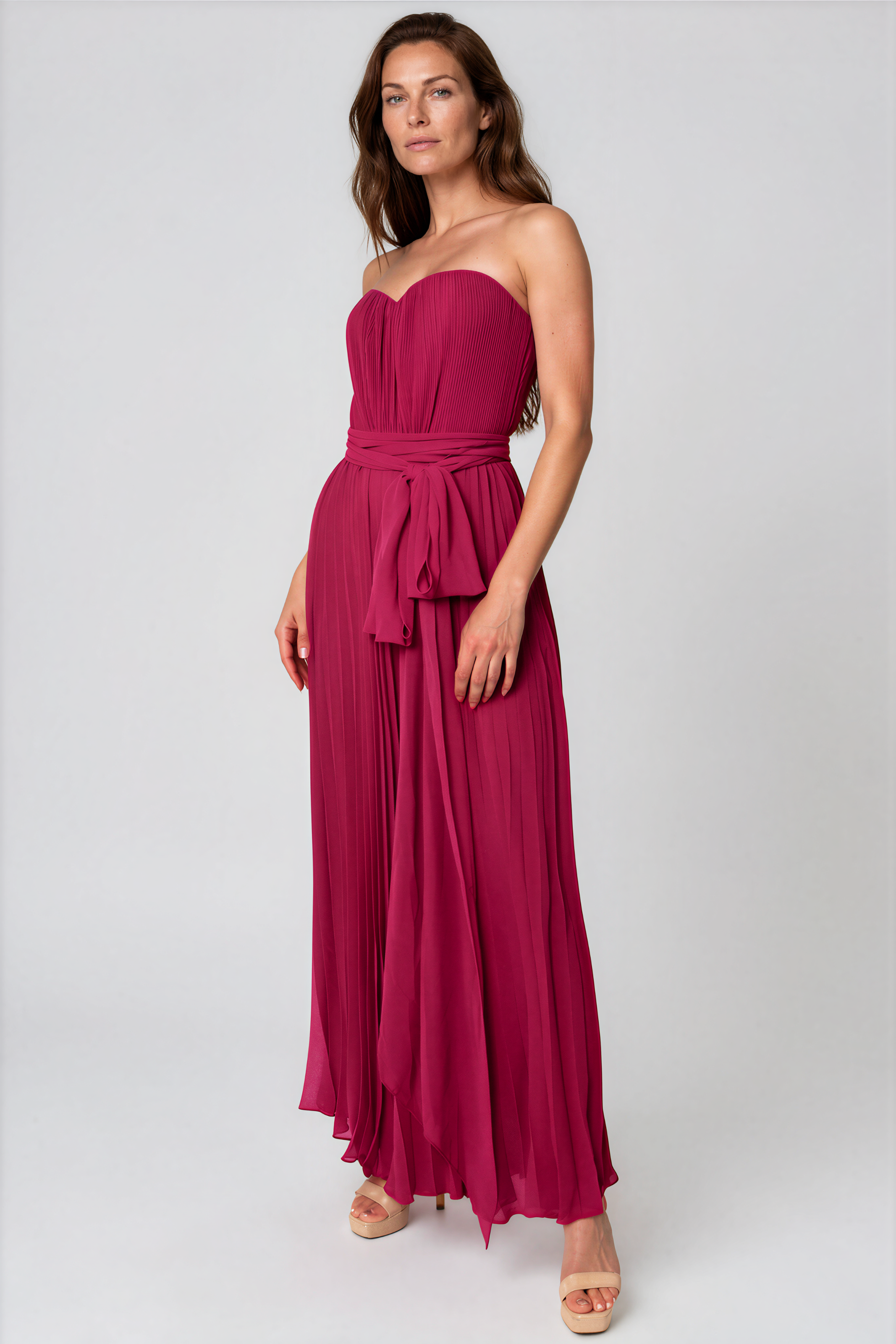 Strapless Sweetheart Pleated Chiffon Jumpsuit Jumpsuit Rene Ruiz Collection
