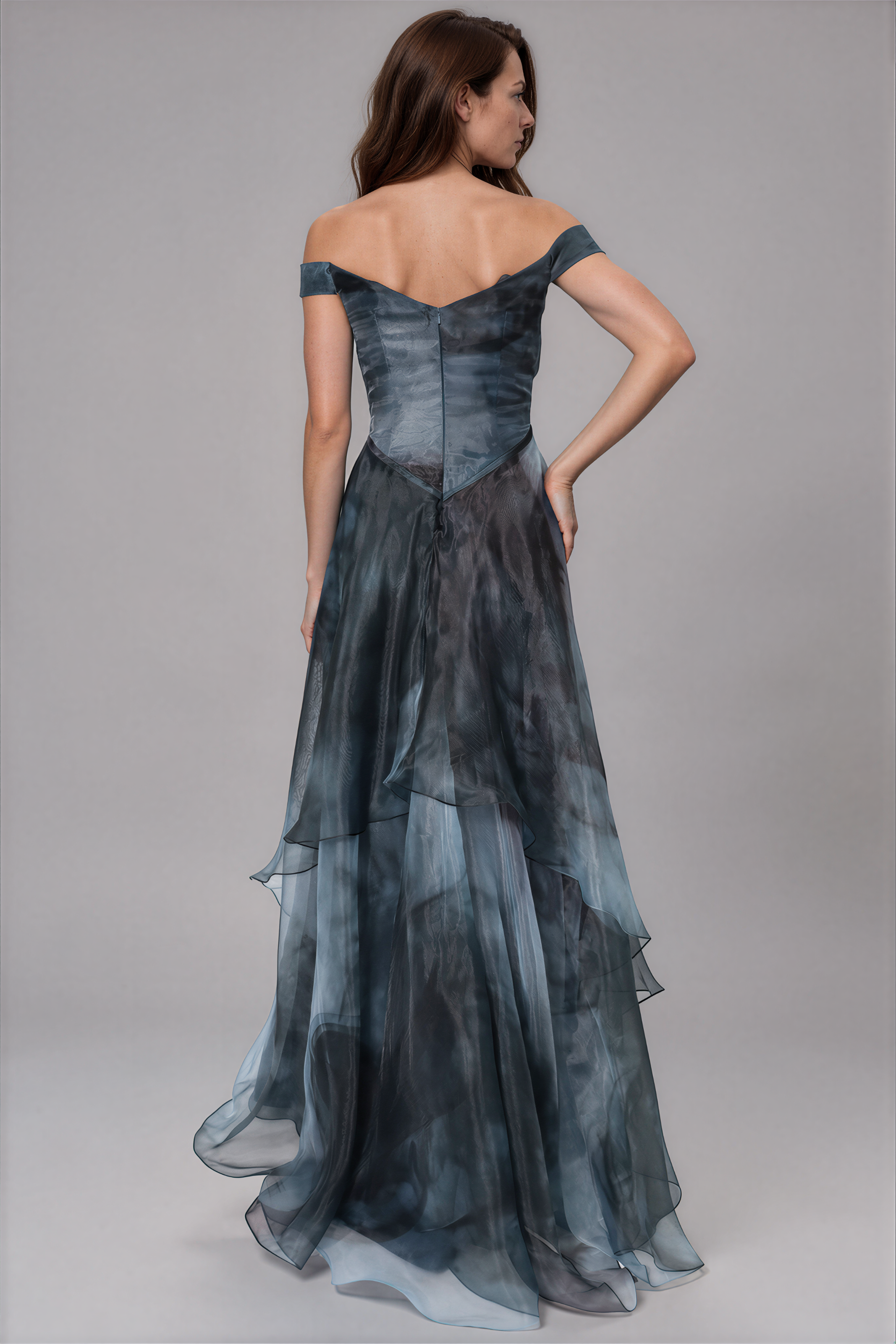 Off The Shoulder Organza A-line Gown Gown Rene Ruiz Collection