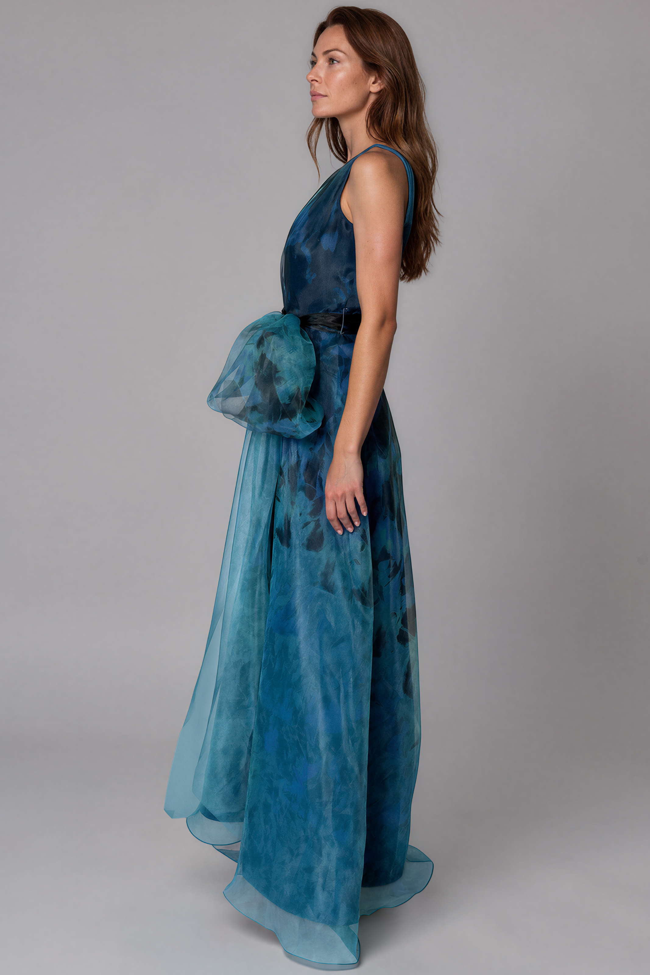 V-Neck Organza A-Line Gown Gown Rene Ruiz Collection