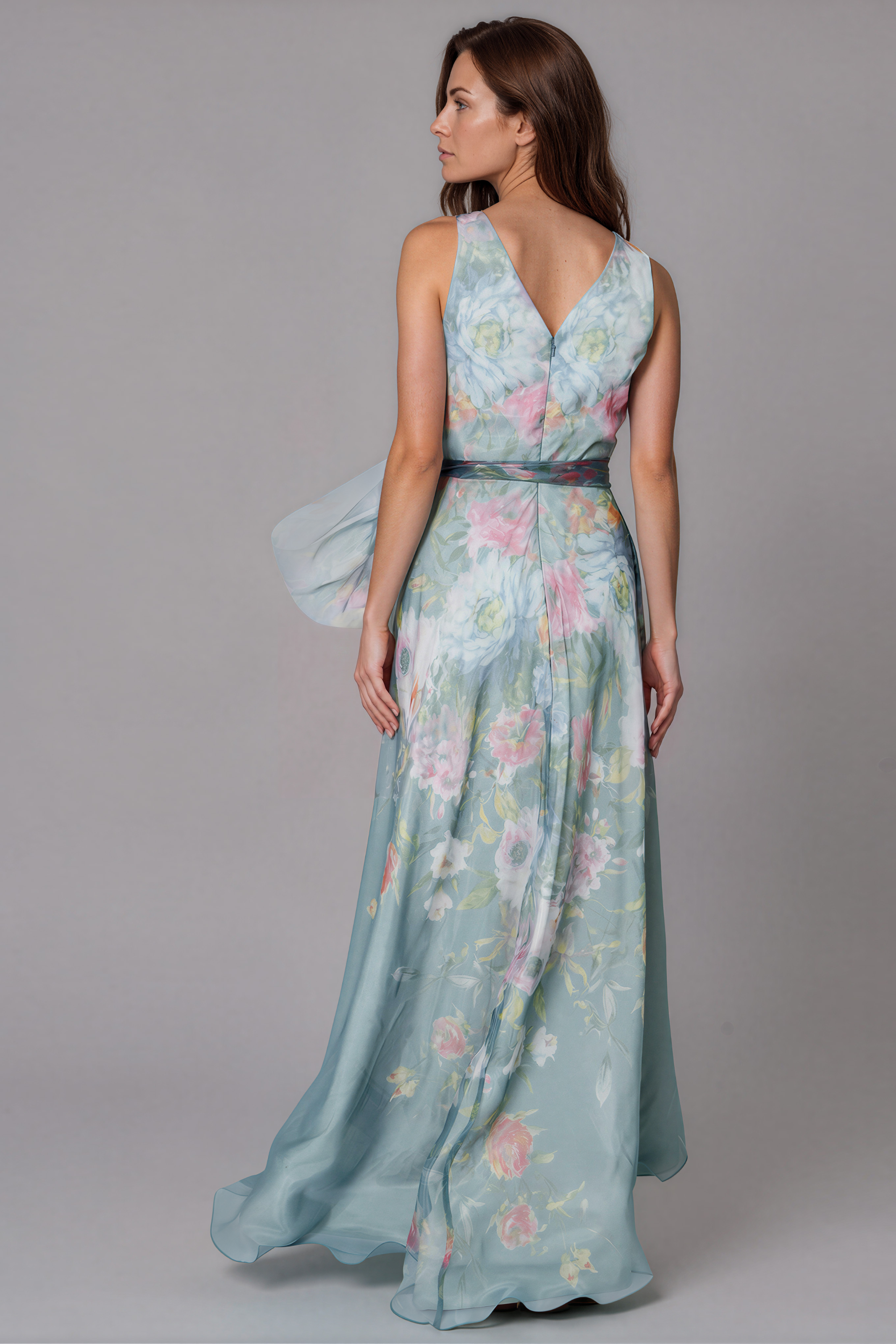 V-Neck Organza A-Line Gown Gown Rene Ruiz Collection