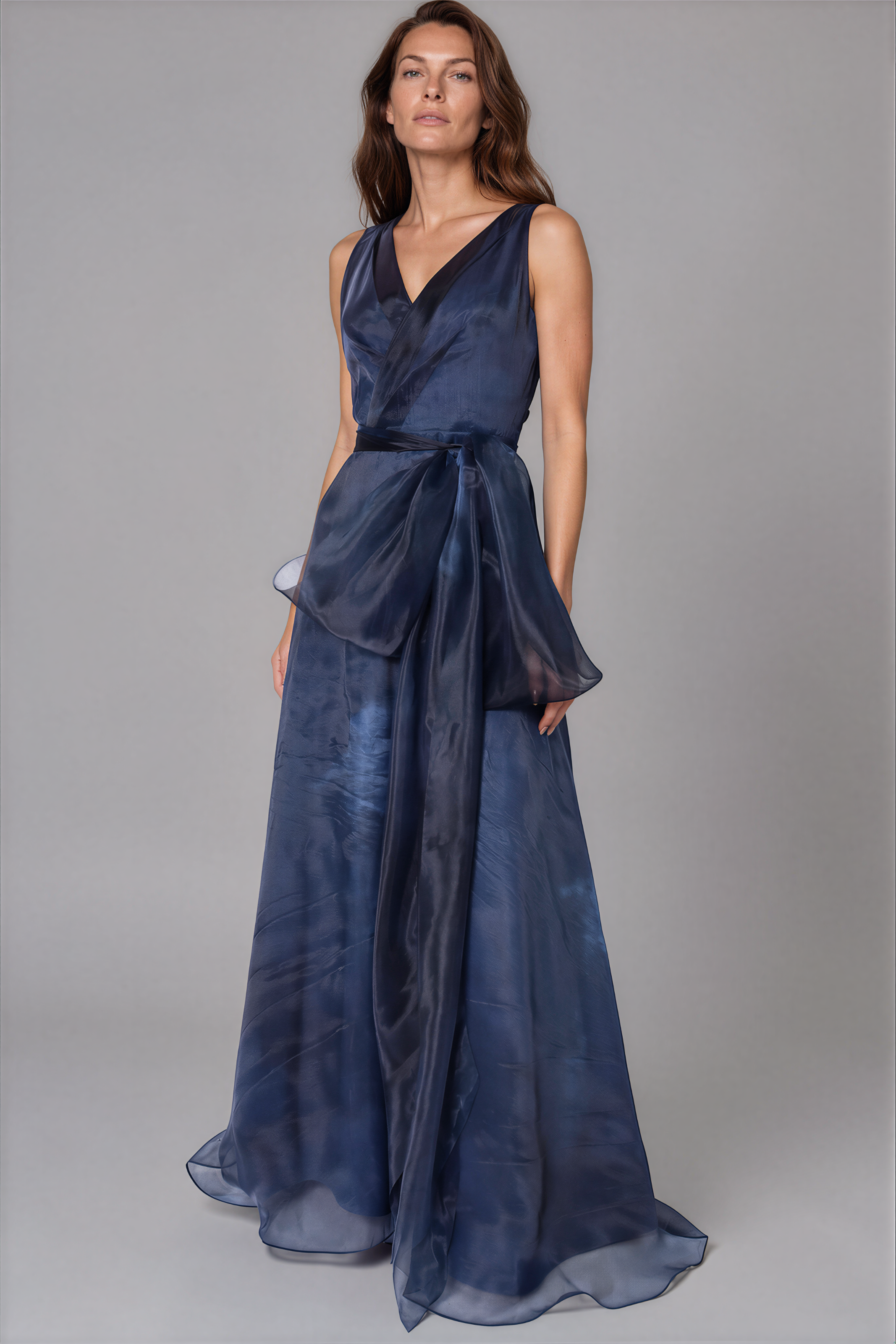 V-Neck Organza A-Line Gown Gown Rene Ruiz Collection