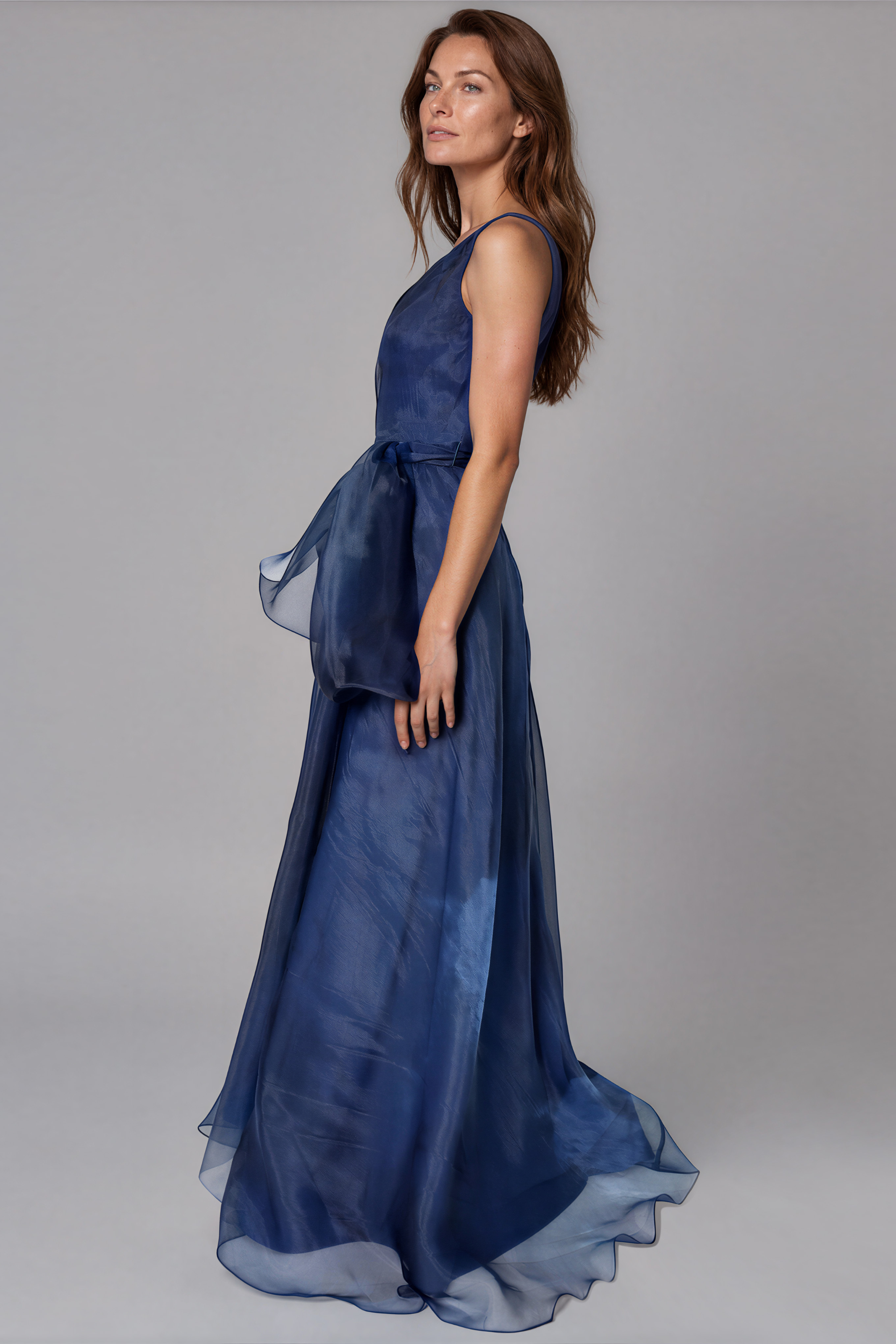 V-Neck Organza A-Line Gown Gown Rene Ruiz Collection