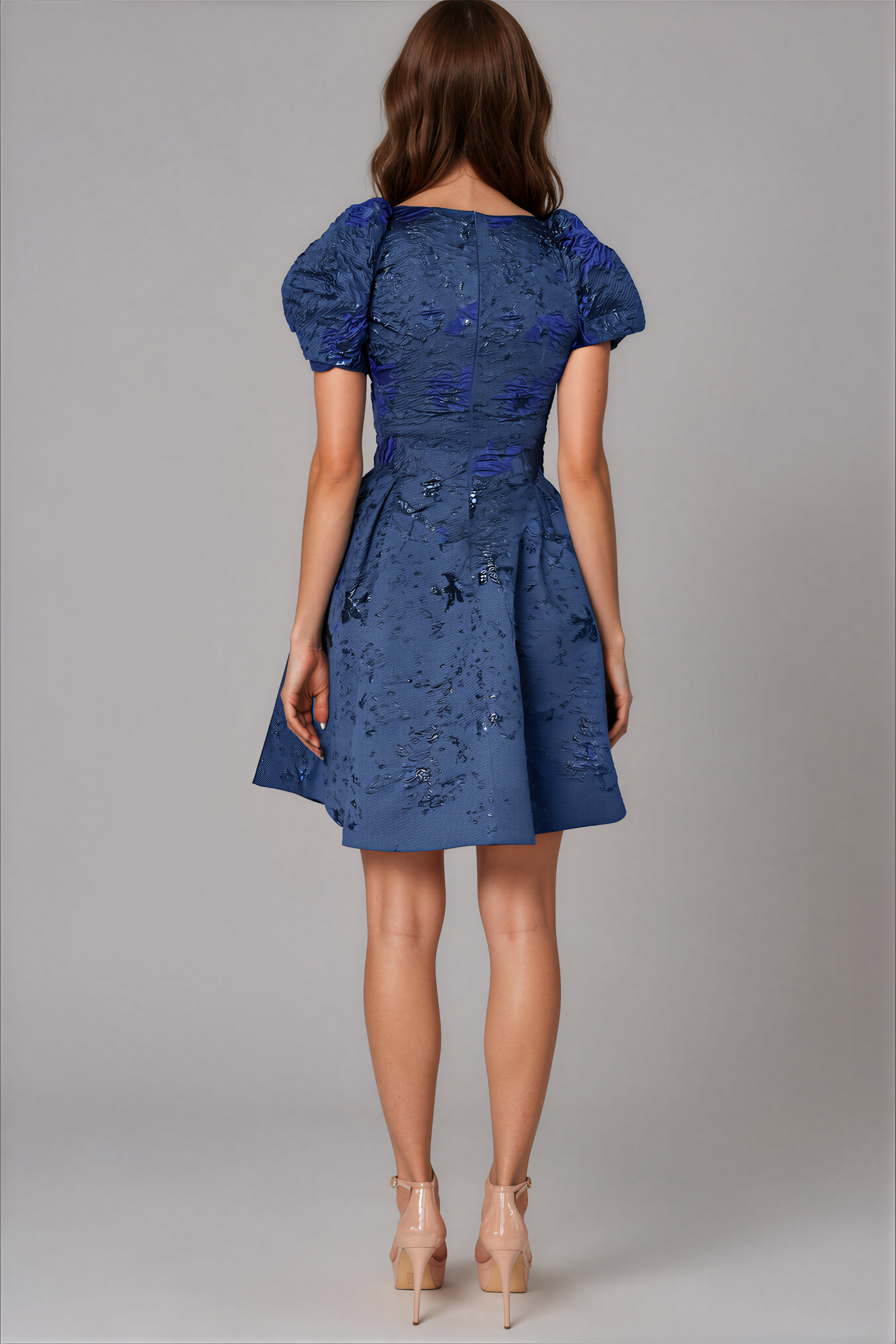 Puff Sleeve A-line Brocade Cocktail Cocktail Rene Ruiz Collection