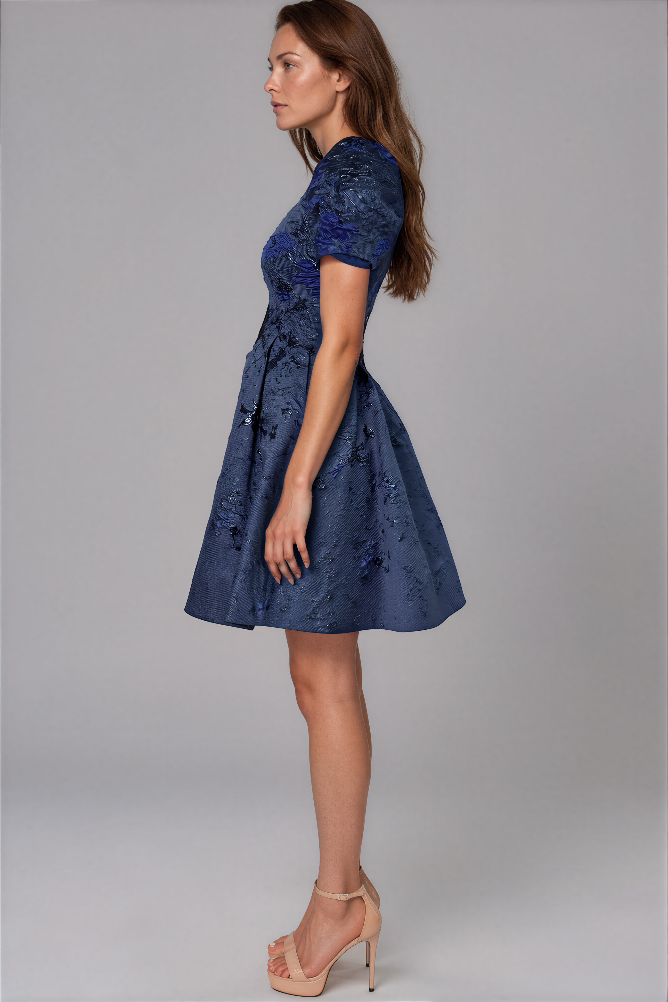 Puff Sleeve A-line Brocade Cocktail Cocktail Rene Ruiz Collection