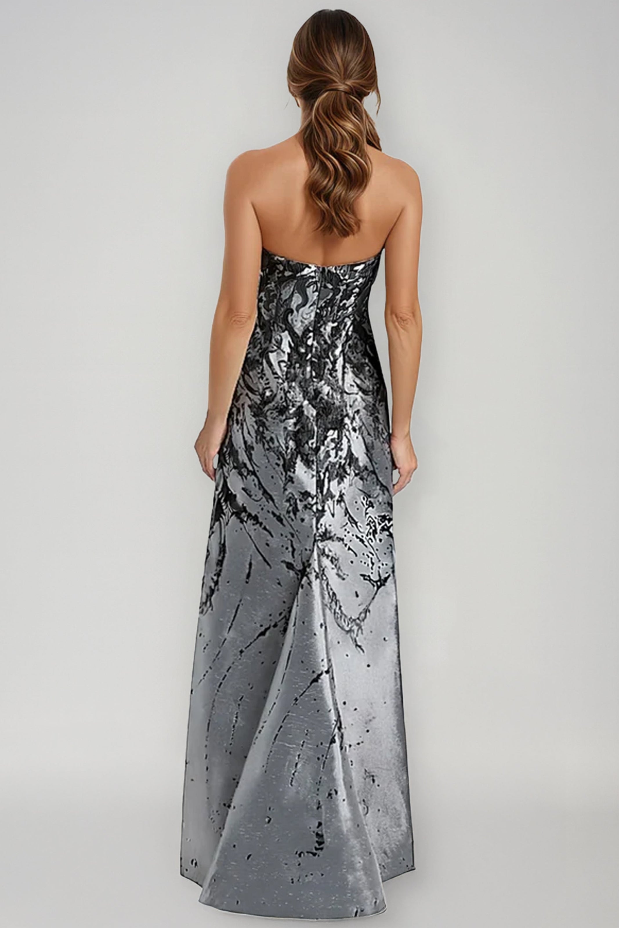 Swoop Neck Brocade Strapless A-Line Gown (MANHASSET STOCK) Gown Rene Ruiz Collection