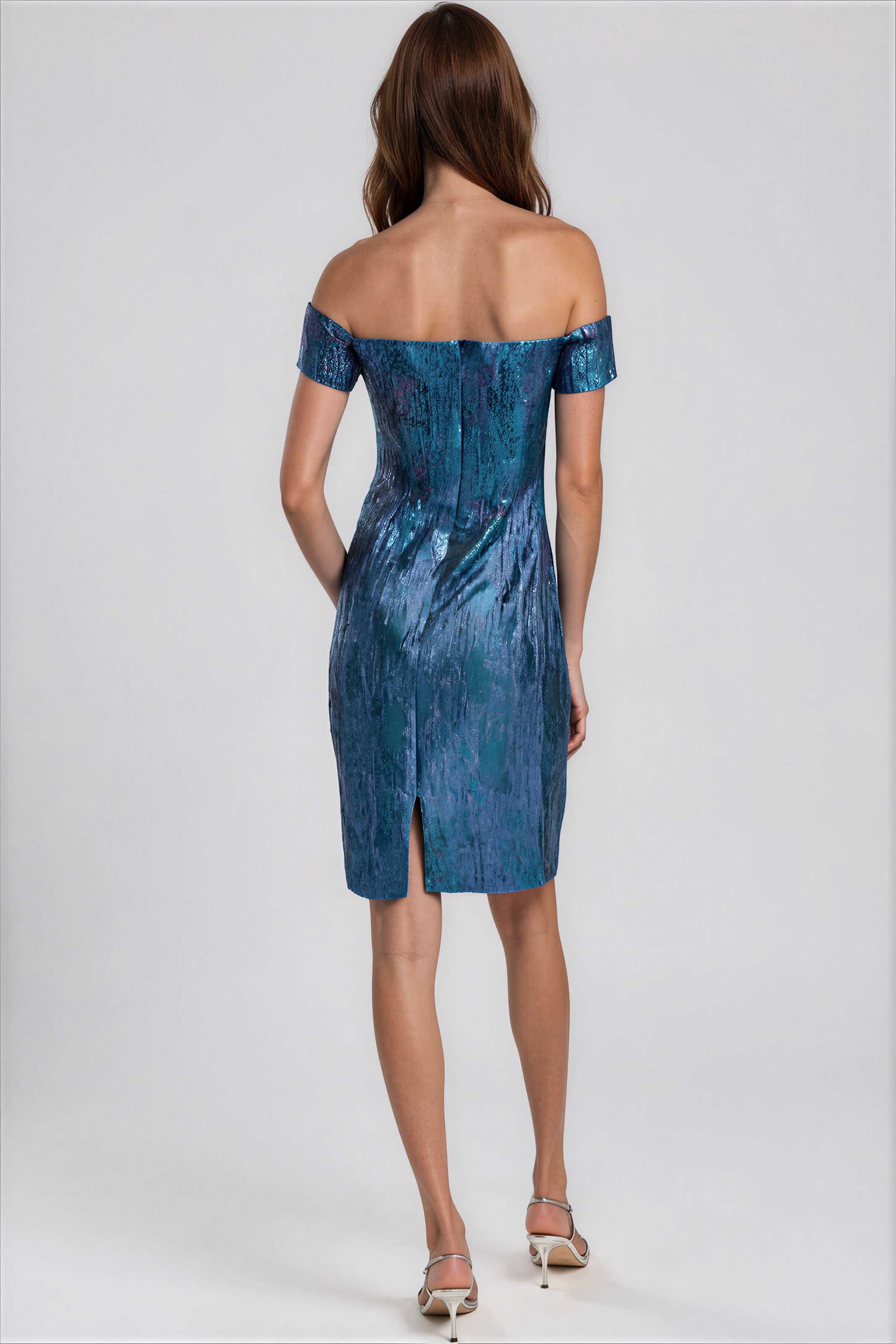 Off The Shoulder Jacquard Sheath Cocktail