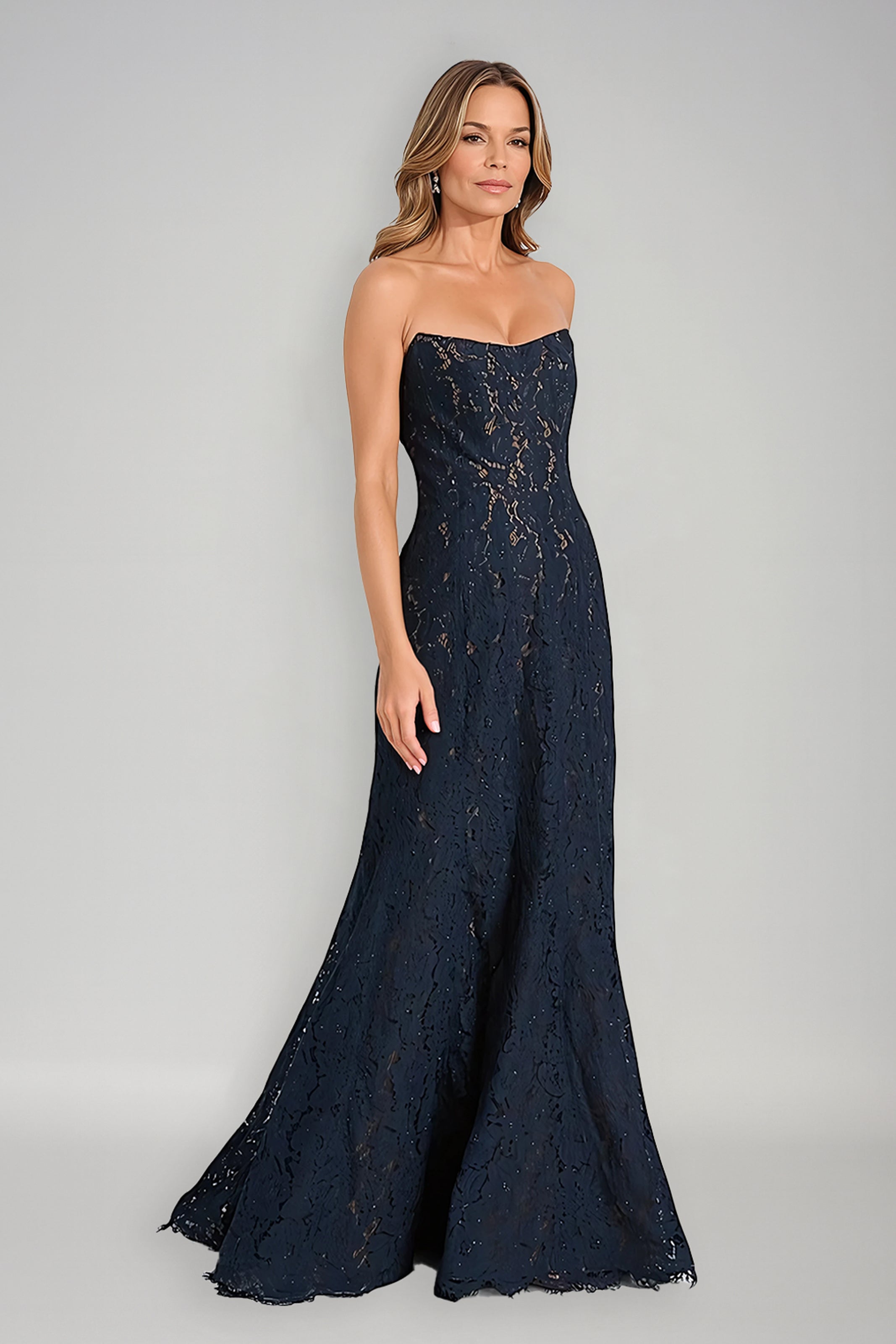 Strapless Lace Mermaid Gown Gown Rene Ruiz Collection