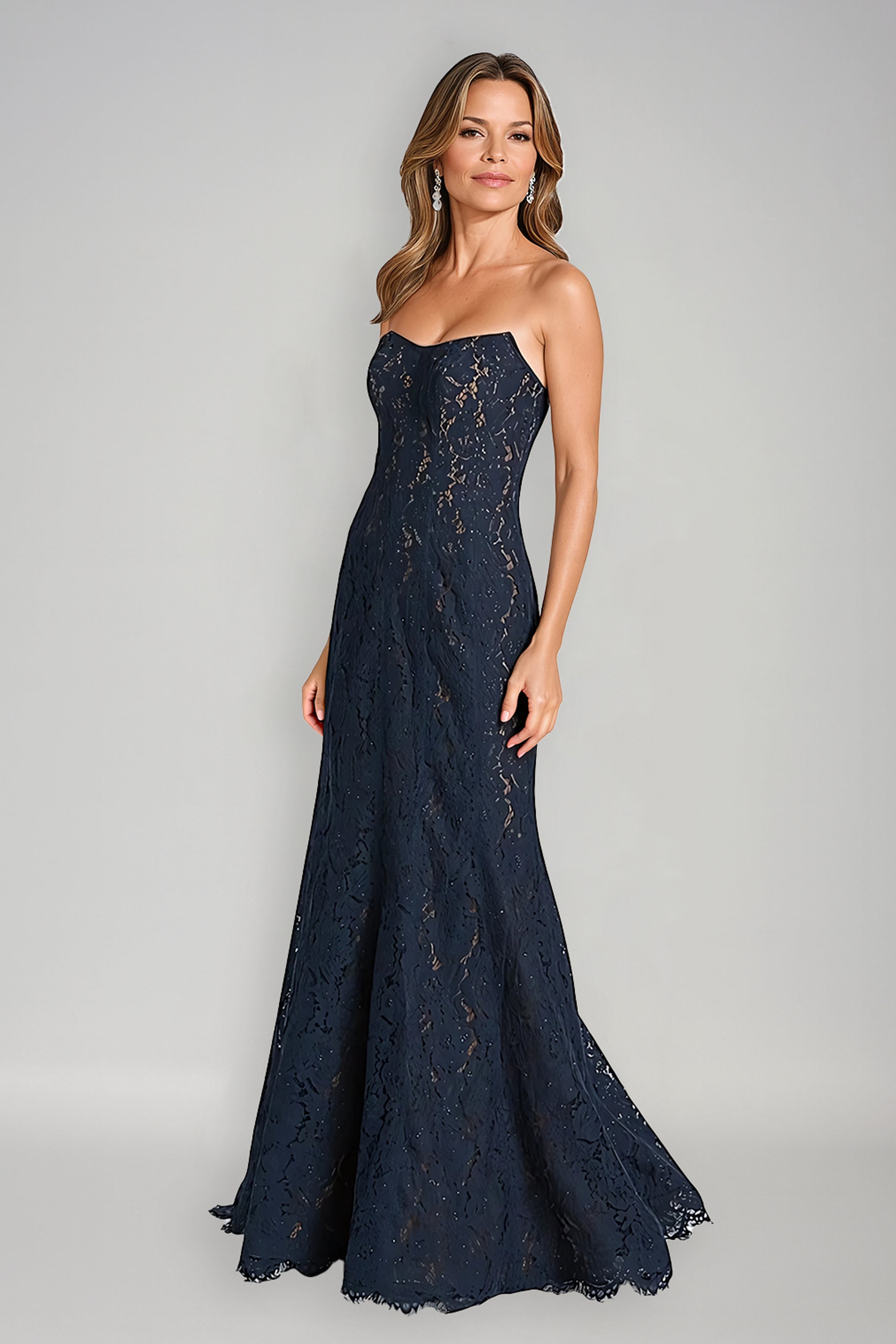 Strapless Lace Mermaid Gown Gown Rene Ruiz Collection