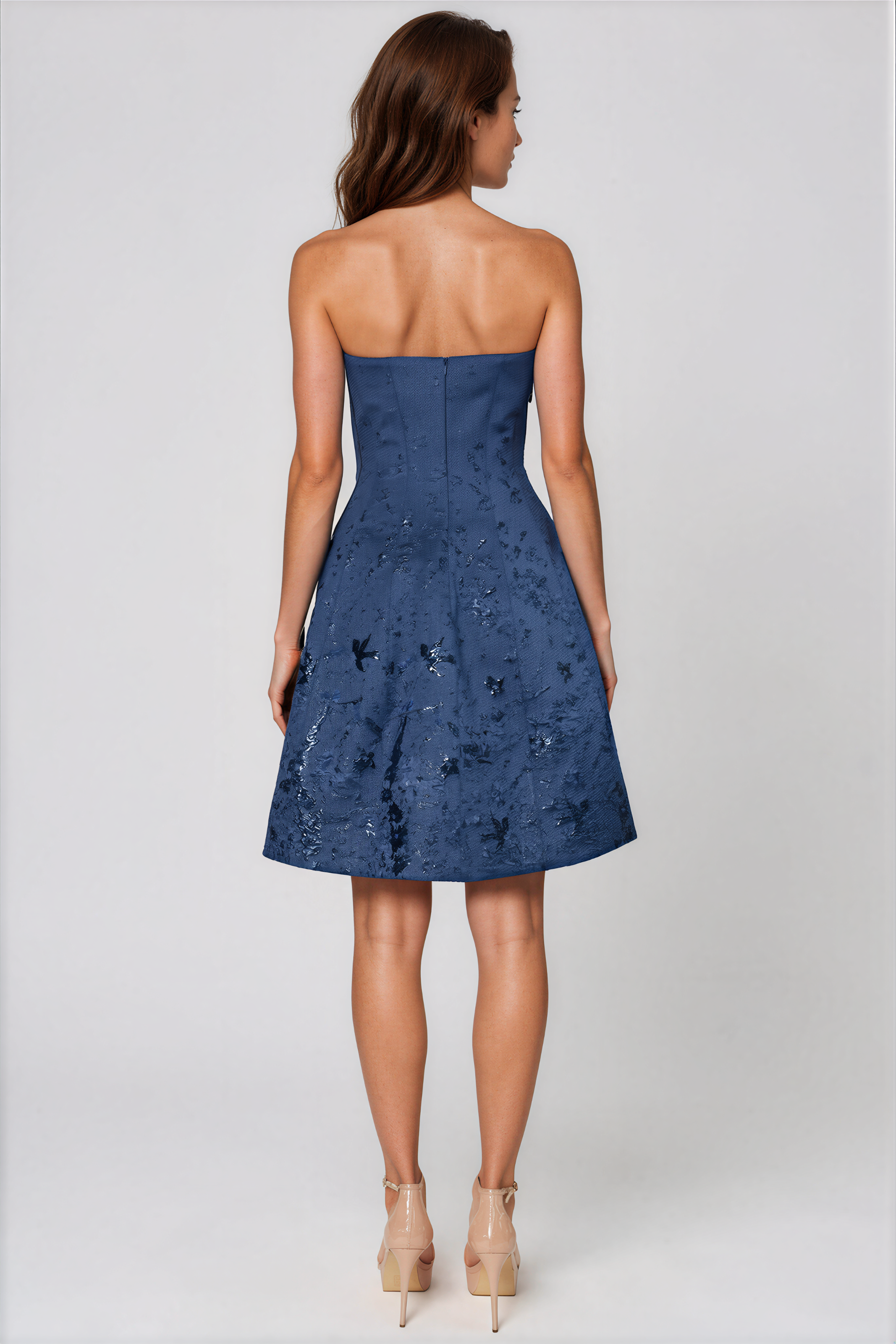 Strapless Textured Brocade A-Line Cocktail Cocktail Rene Ruiz Collection