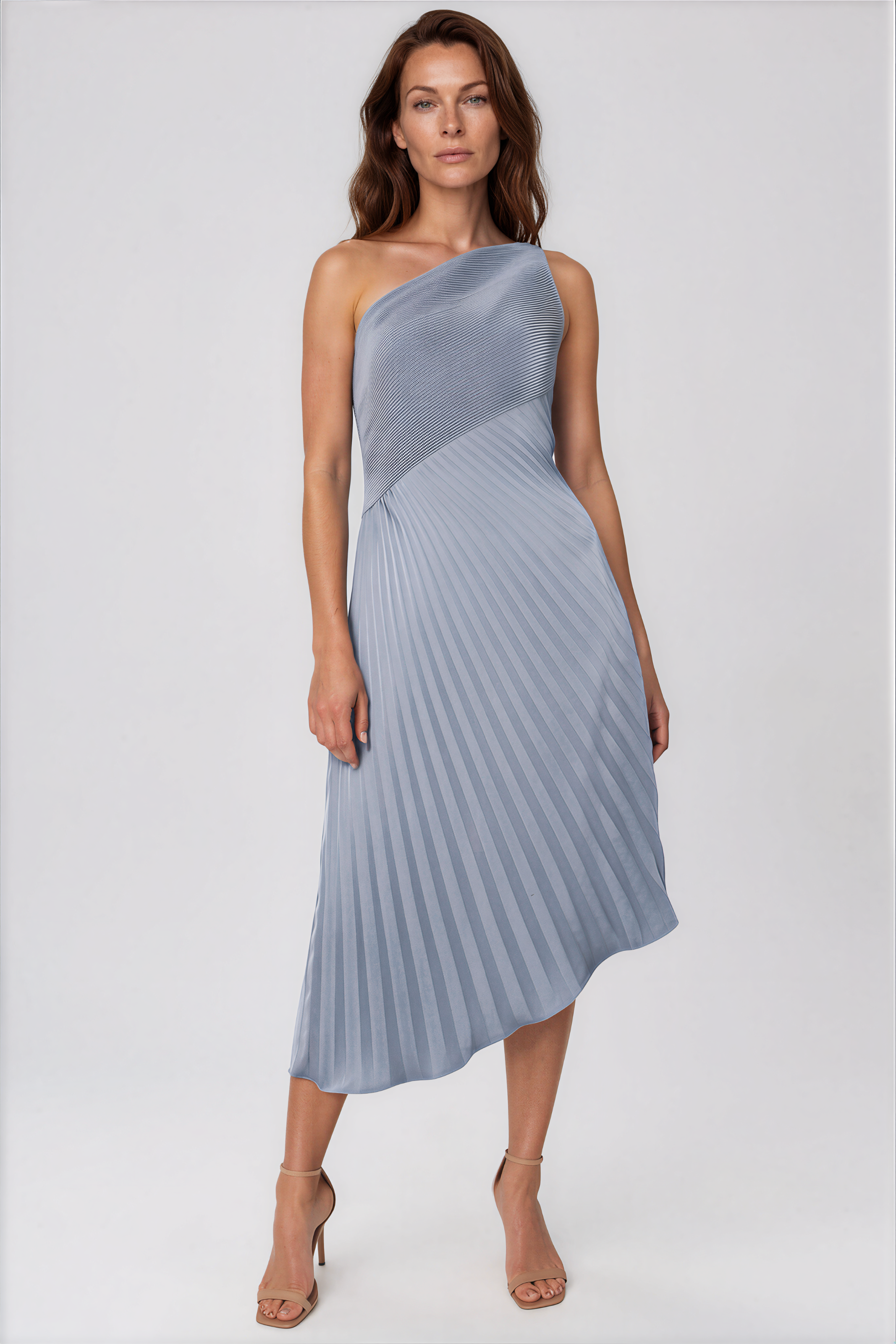 One Shoulder Pleated Asymmetric Hem Cocktail Cocktail Rene Ruiz Collection 2 Blue