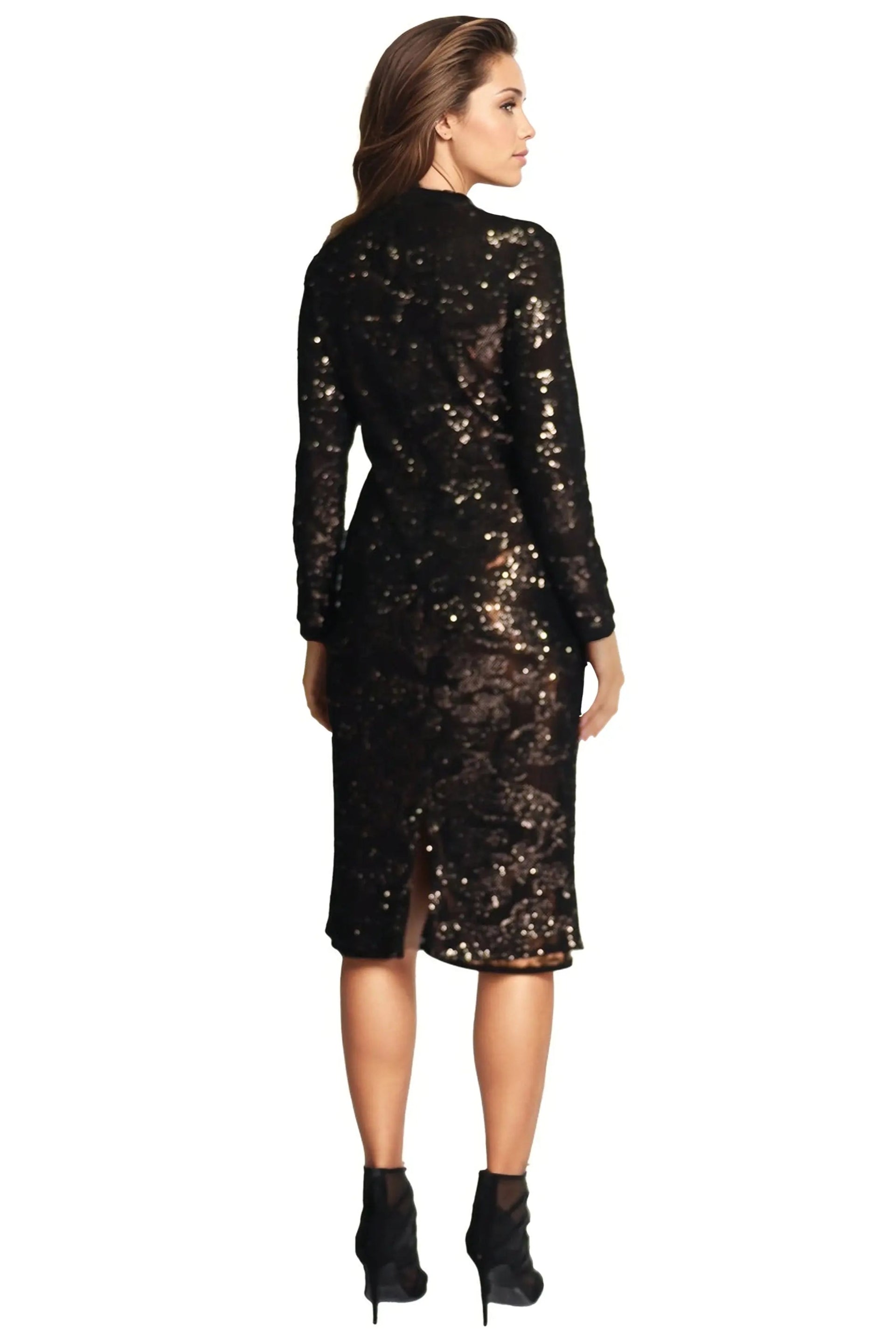 Long Sleeve Sequin Cocktail Cocktail Rene Ruiz Collection