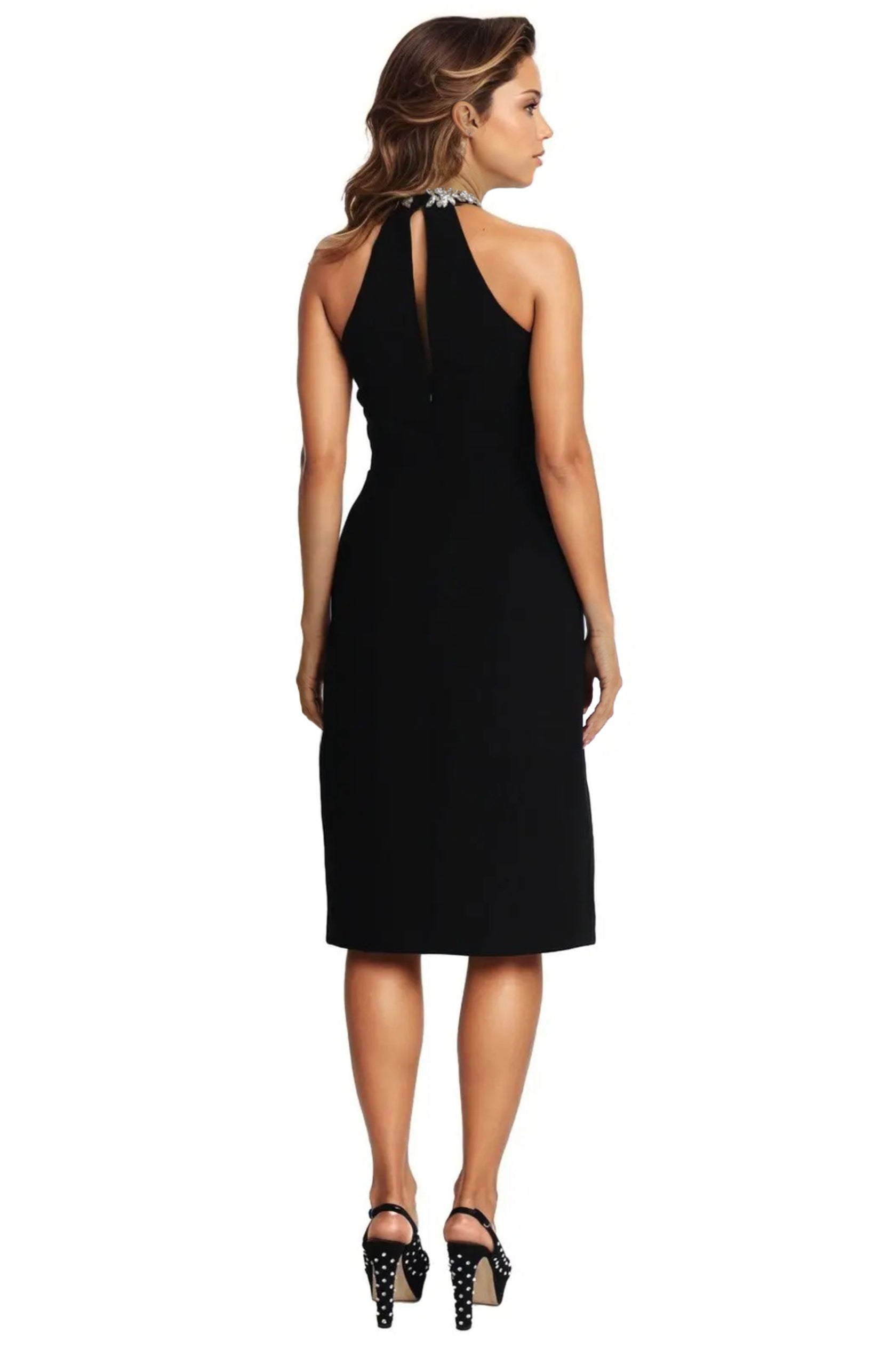 Embellished High Neck Halter Cocktail Cocktail Rene Ruiz Collection
