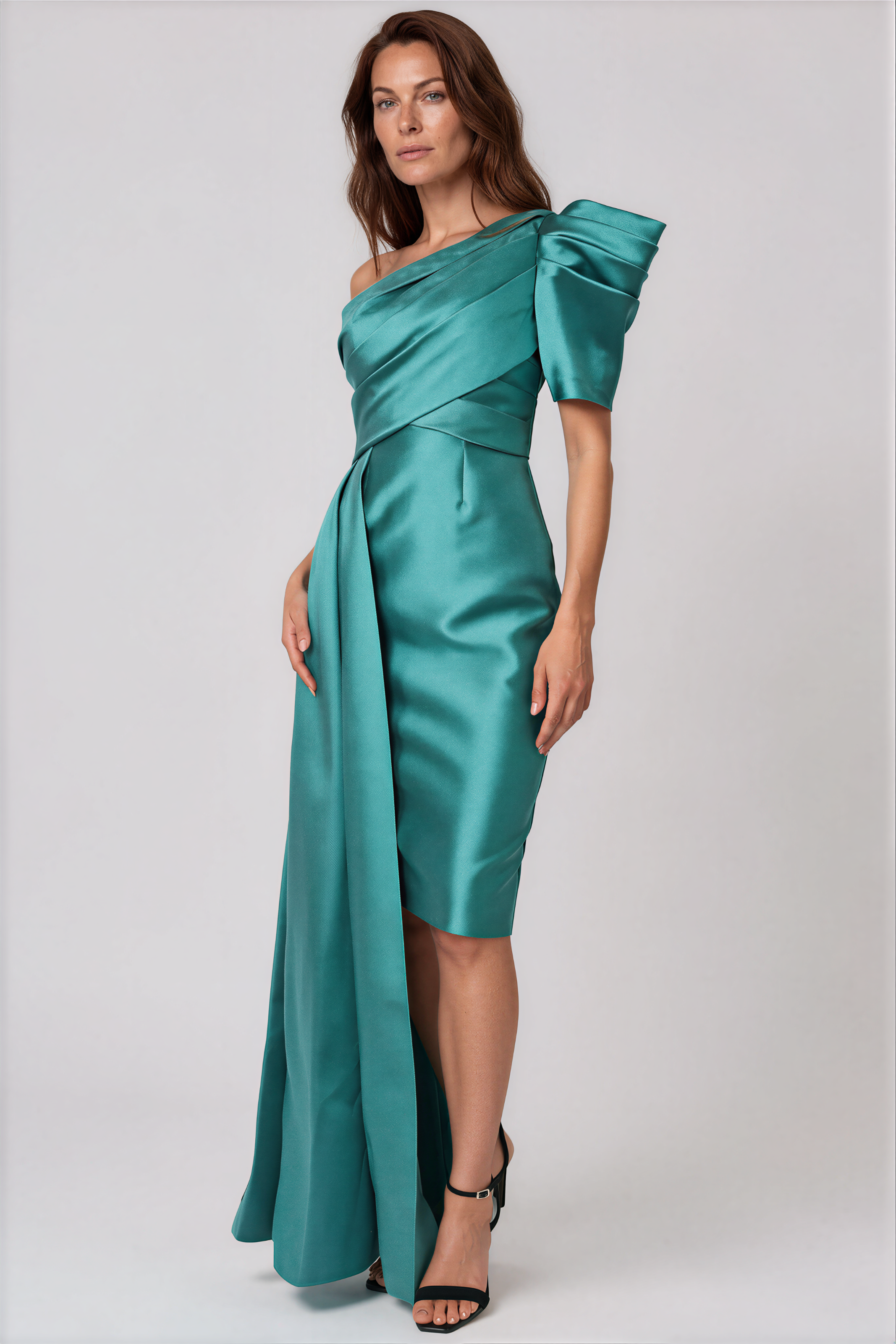 One Shoulder Asymmetrical Mikado Cocktail Cocktail Rene Ruiz Collection