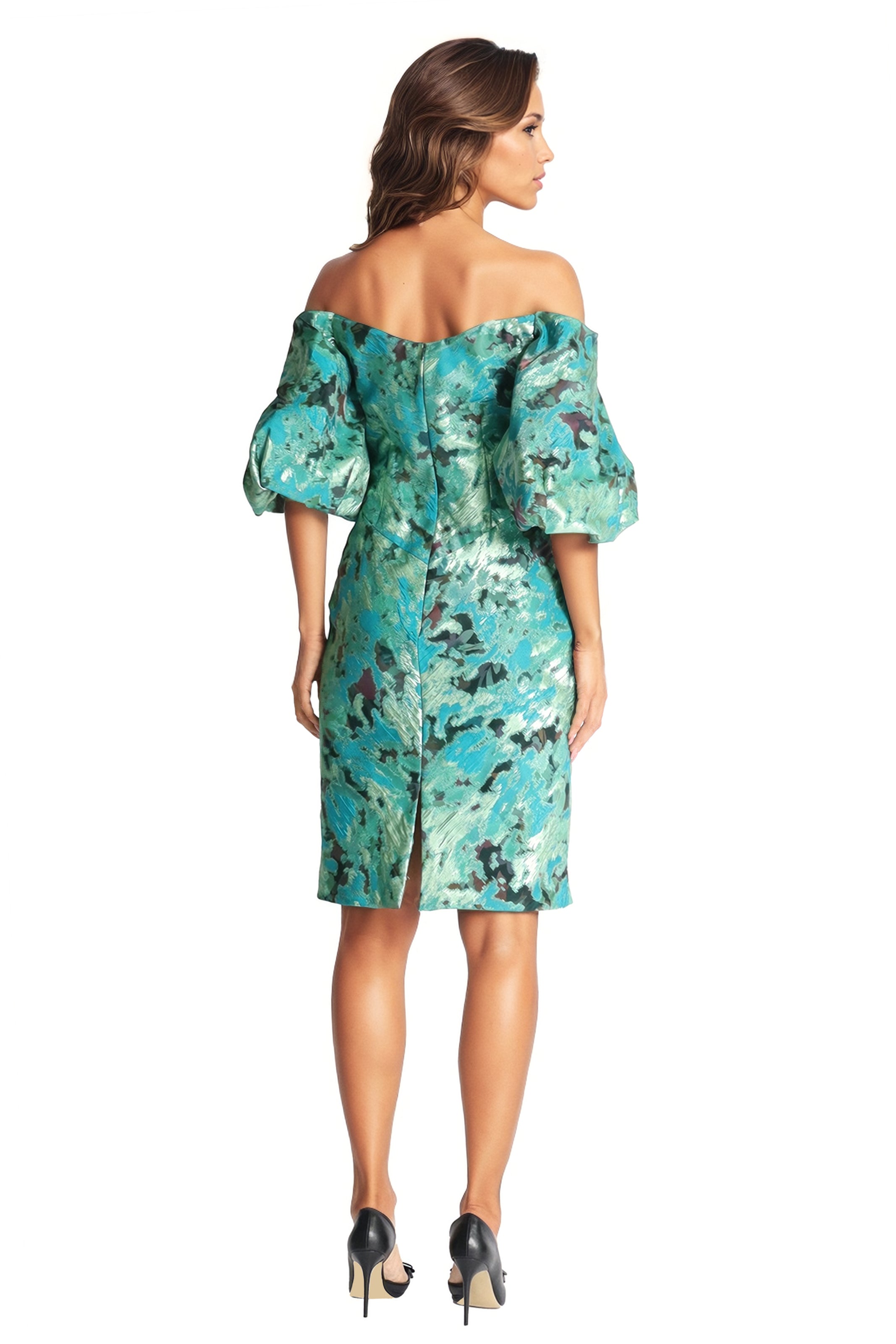 Off The Shoulder Puff Sleeve Fil Coupe Cocktail Cocktail Rene Ruiz Collection