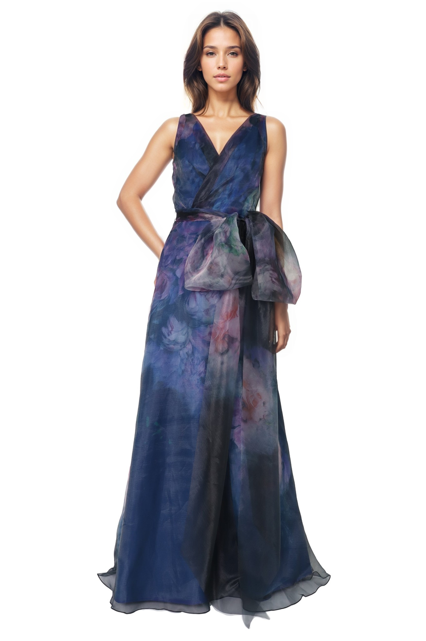 V-Neck Organza A-Line Gown Gown Rene Ruiz Collection