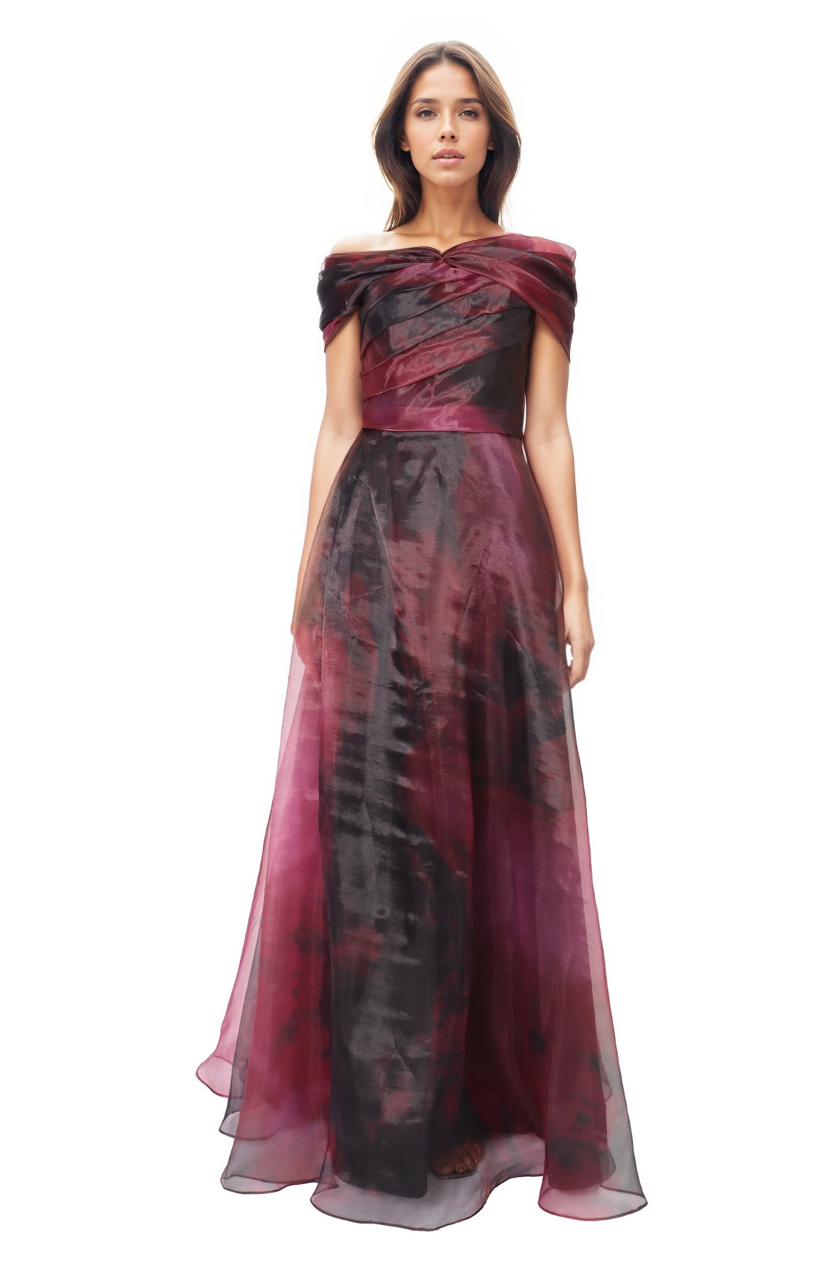 Twisted Off-The-Shoulder Organza Gown Gown Rene Ruiz Collection
