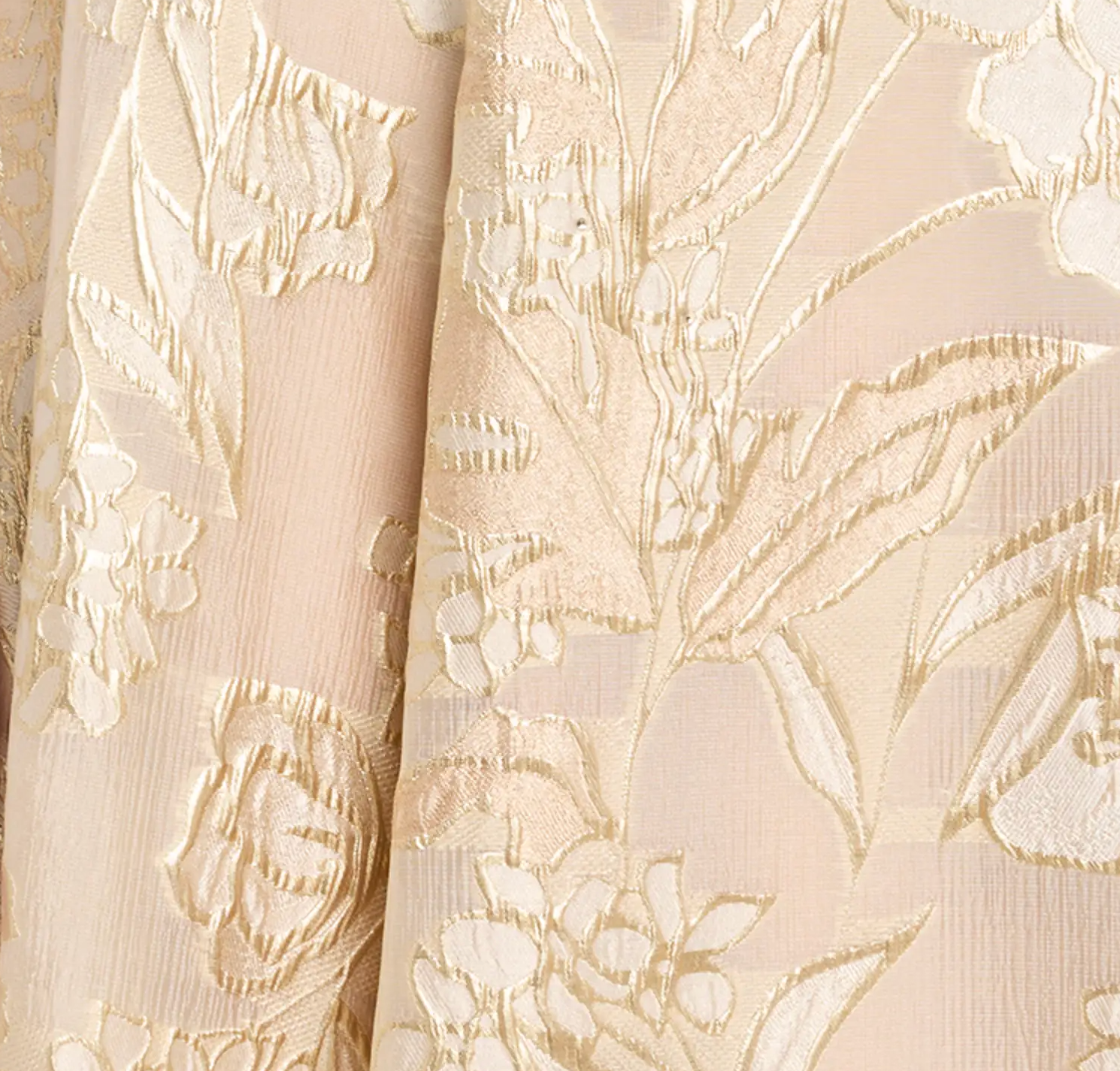 Strapless Metallic Floral Jacquard Gown