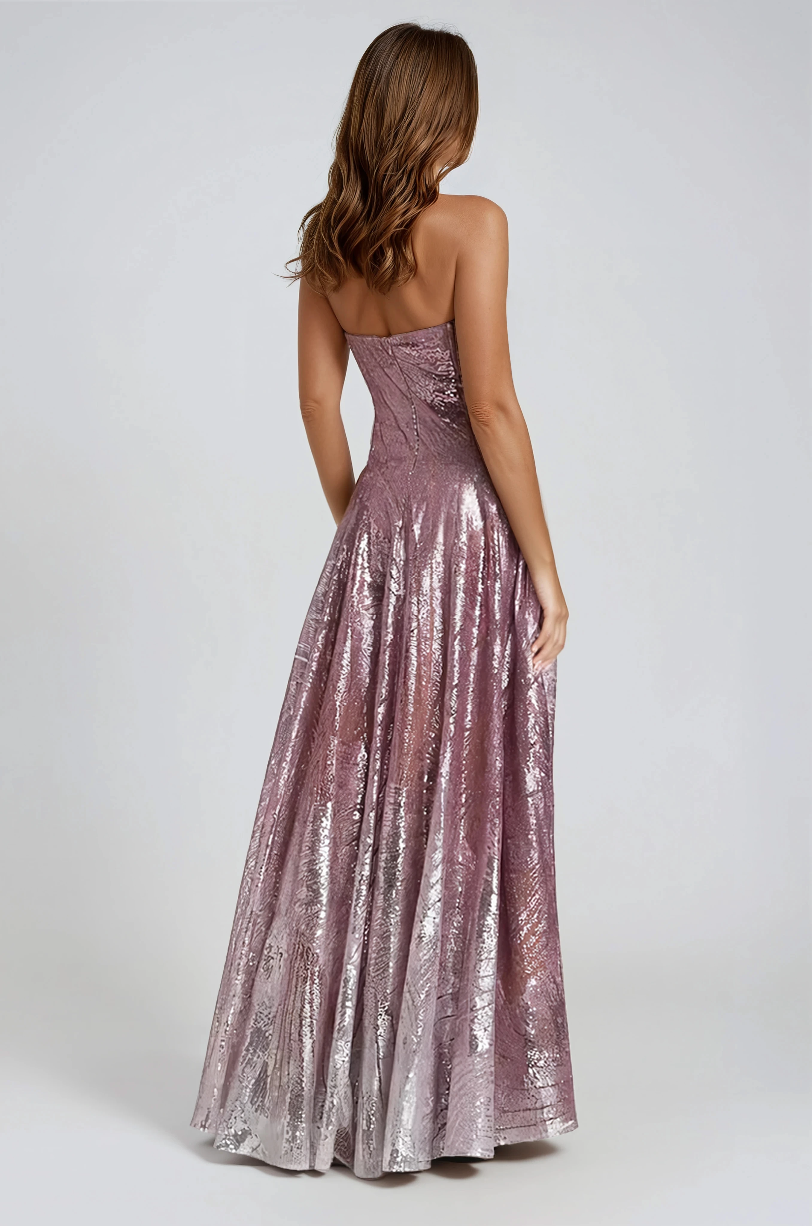 Sequin Strapless A-Line Gown Gown Rene Ruiz Collection