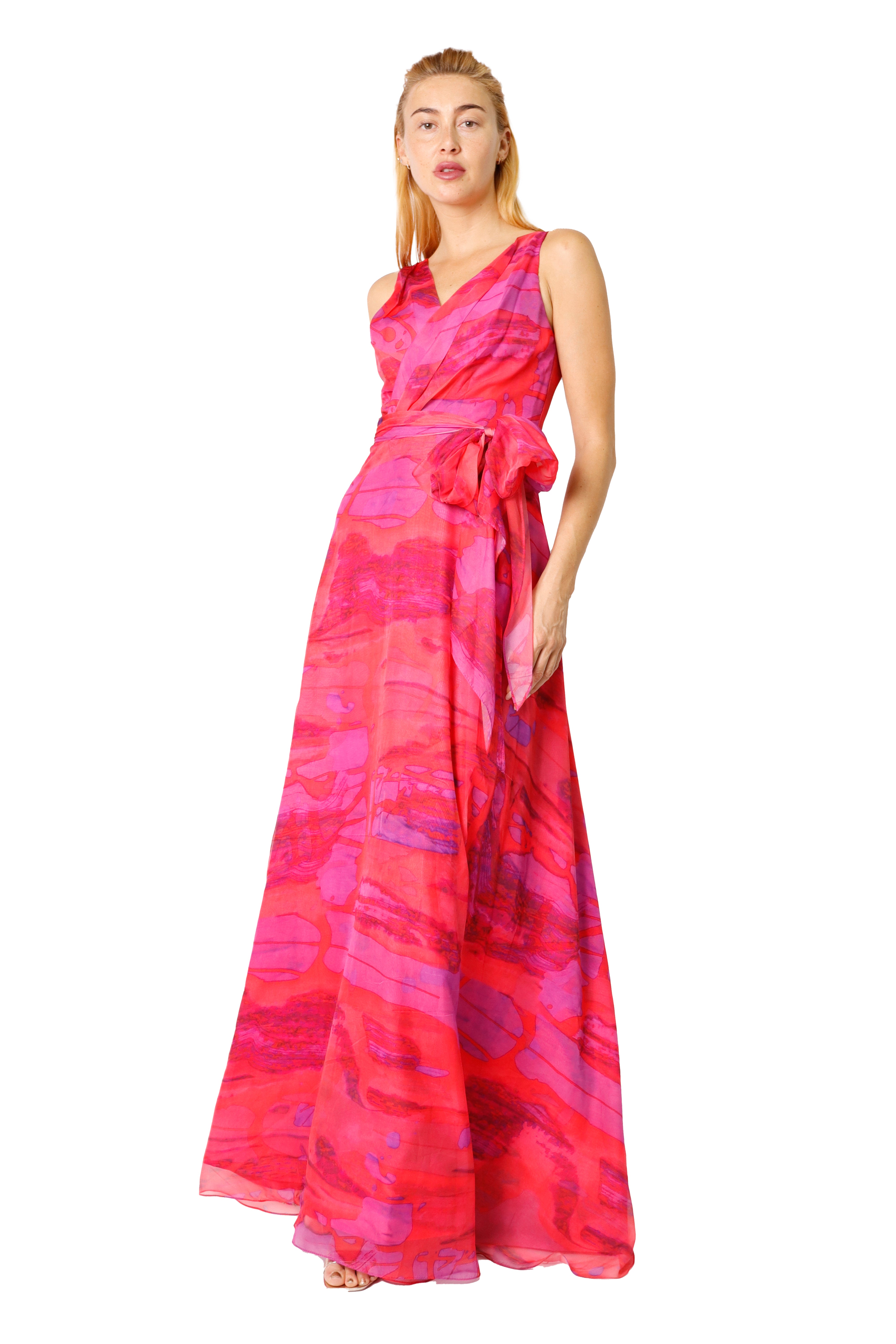 V-Neck Organza A-Line Gown Gown Rene Ruiz Collection