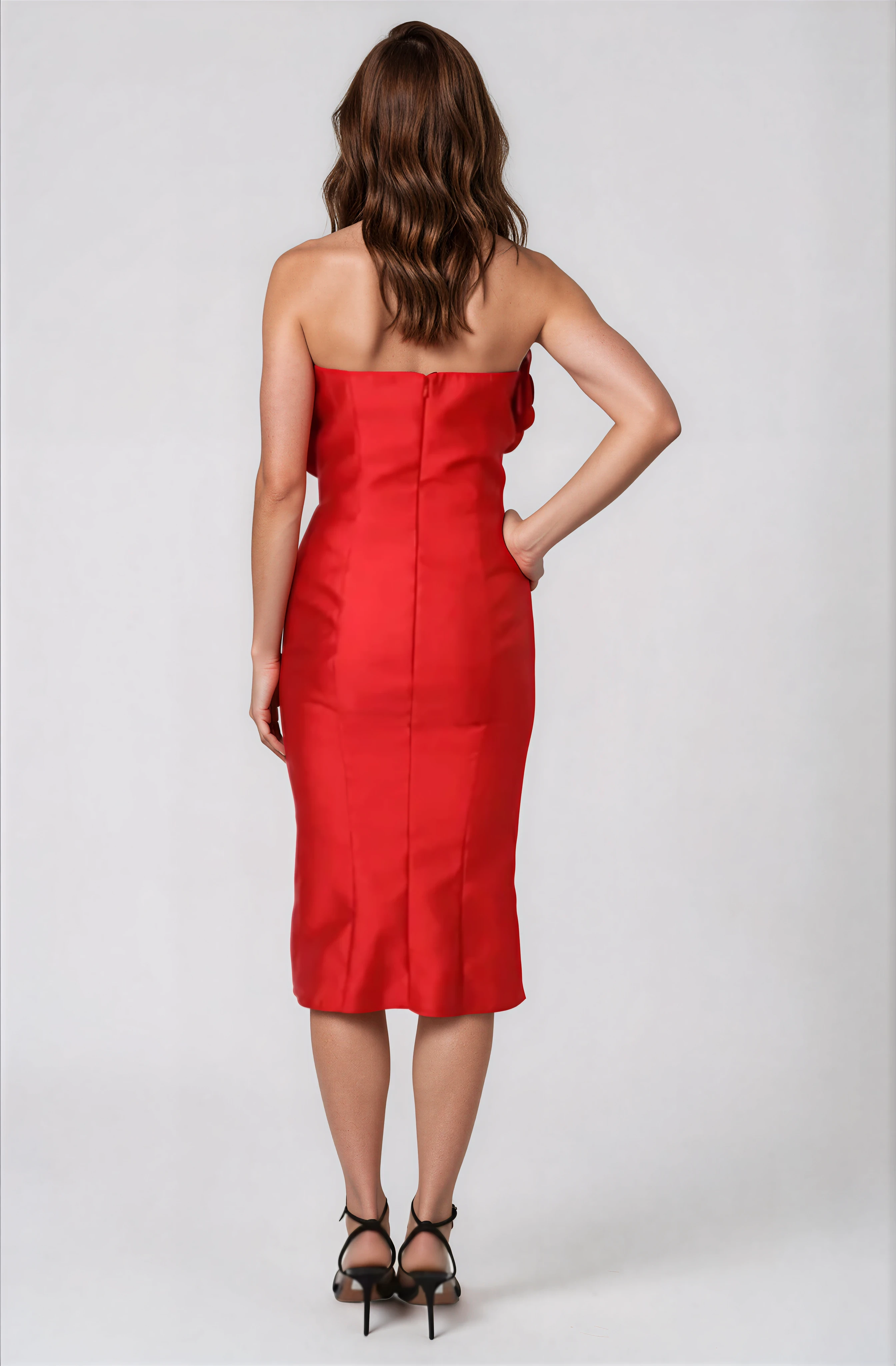 Strapless Floral Mikado Cocktail Cocktail Rene Ruiz Collection