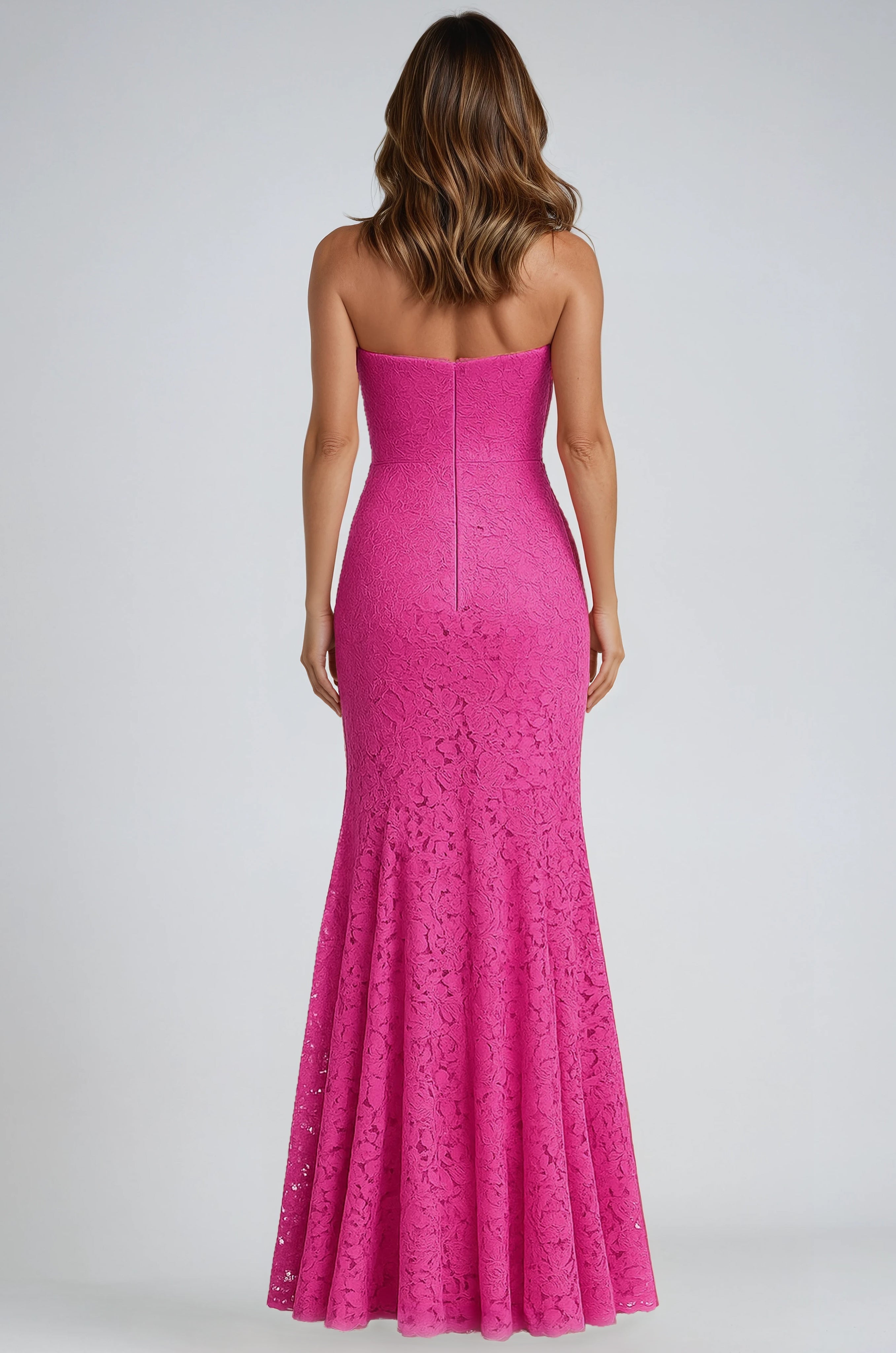 Strapless Lace Fit And Flare Gown