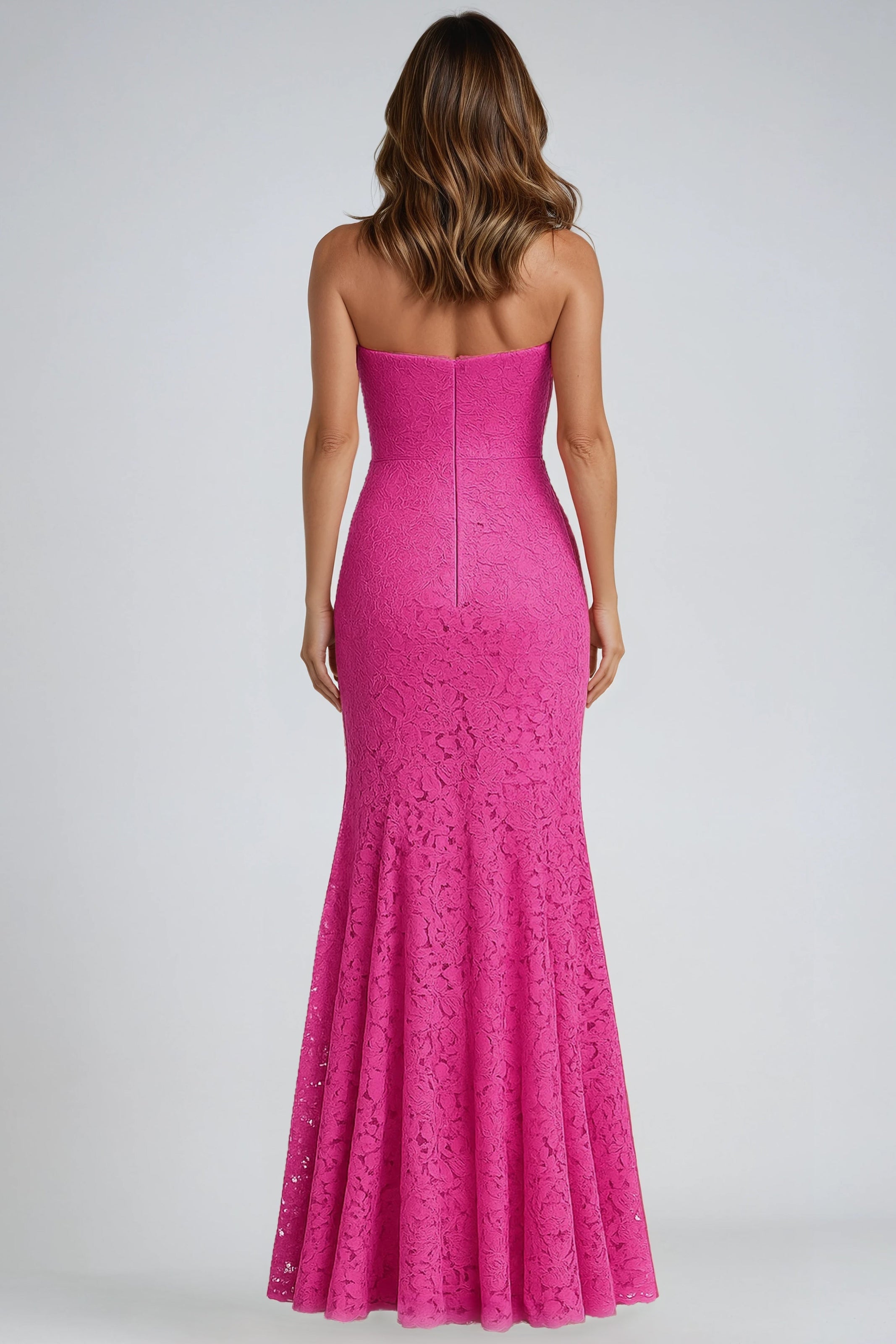 Strapless Lace Fit And Flare Gown Gown Rene Ruiz Collection