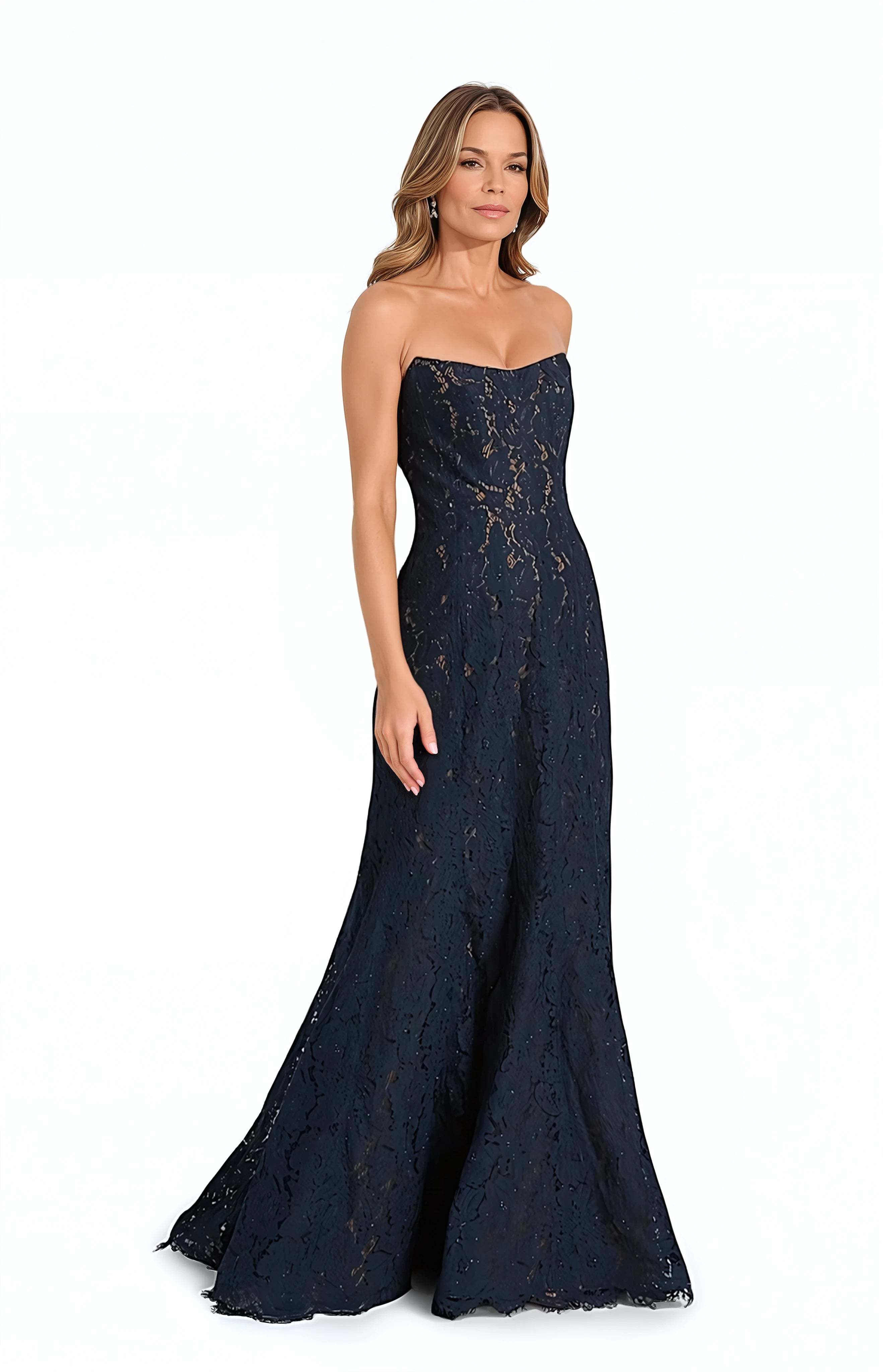 Strapless Lace Mermaid Gown Gown Rene Ruiz Collection