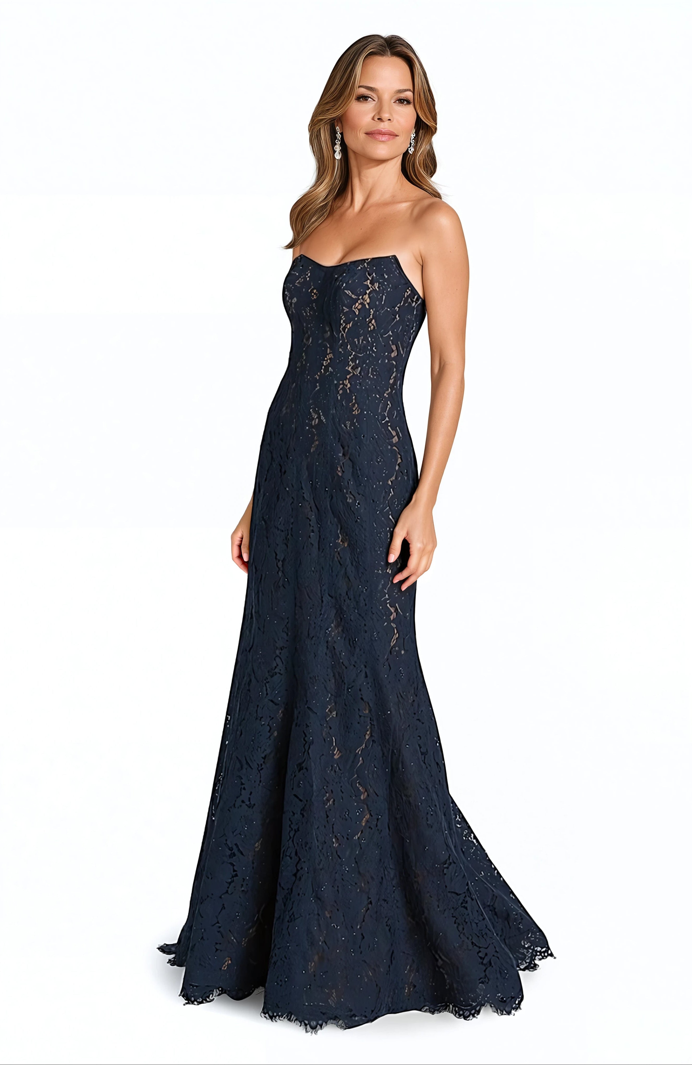 Strapless Lace Mermaid Gown Gown Rene Ruiz Collection
