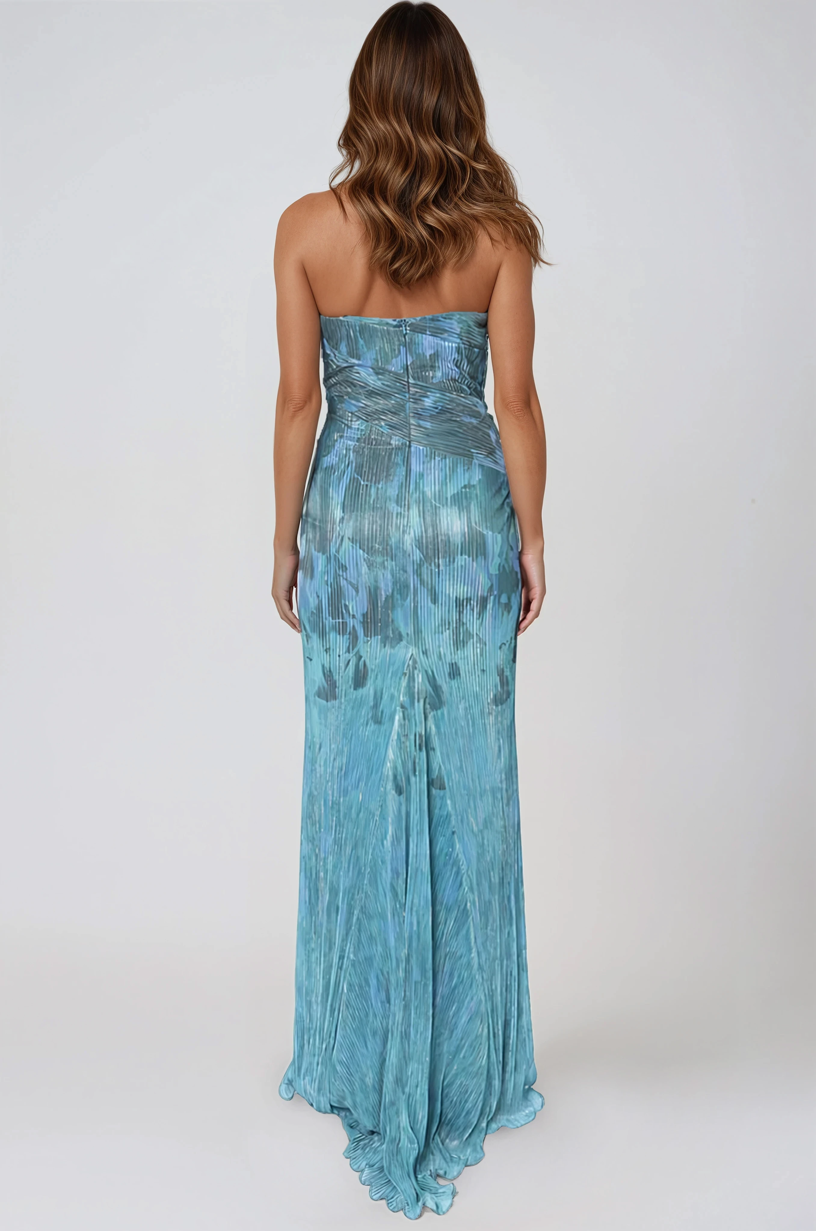 Strapless Stretch Metallic Gown Gown Rene Ruiz Collection