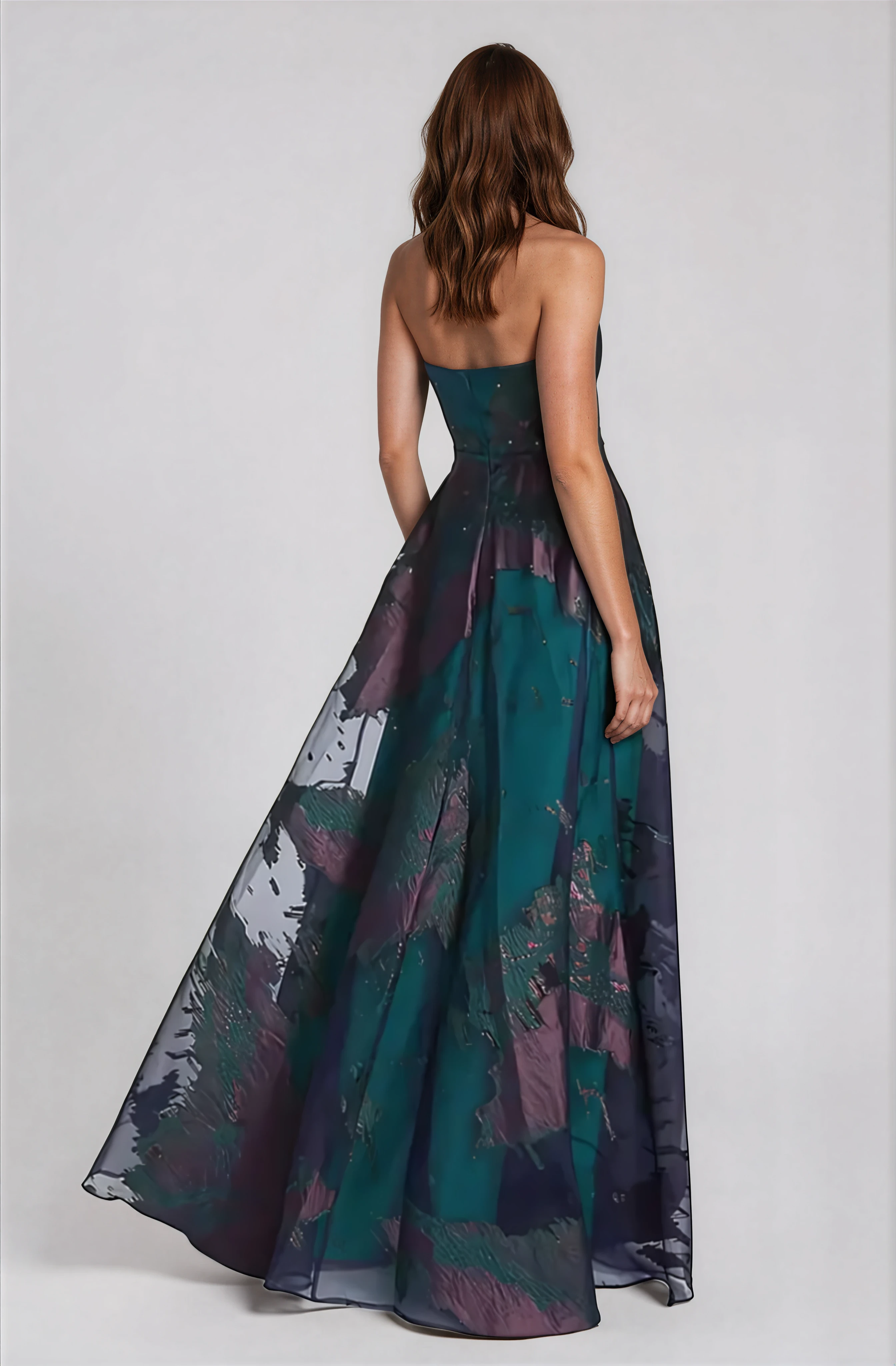 Strapless Sweetheart Satin Burn Out A-line Gown Gown Rene Ruiz Collection