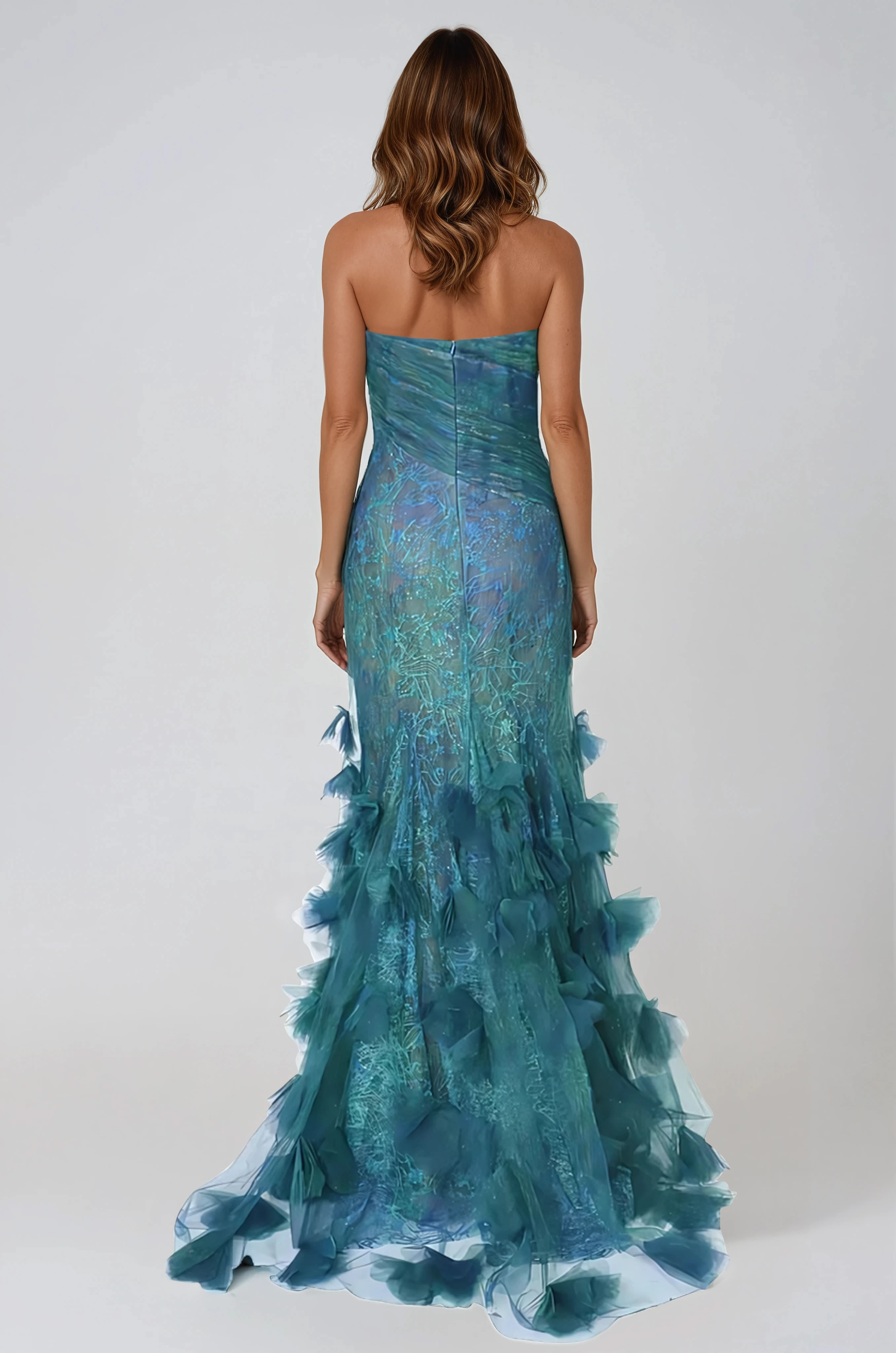 Strapless Tulle & Lace Mermaid Gown Gown Rene Ruiz Collection